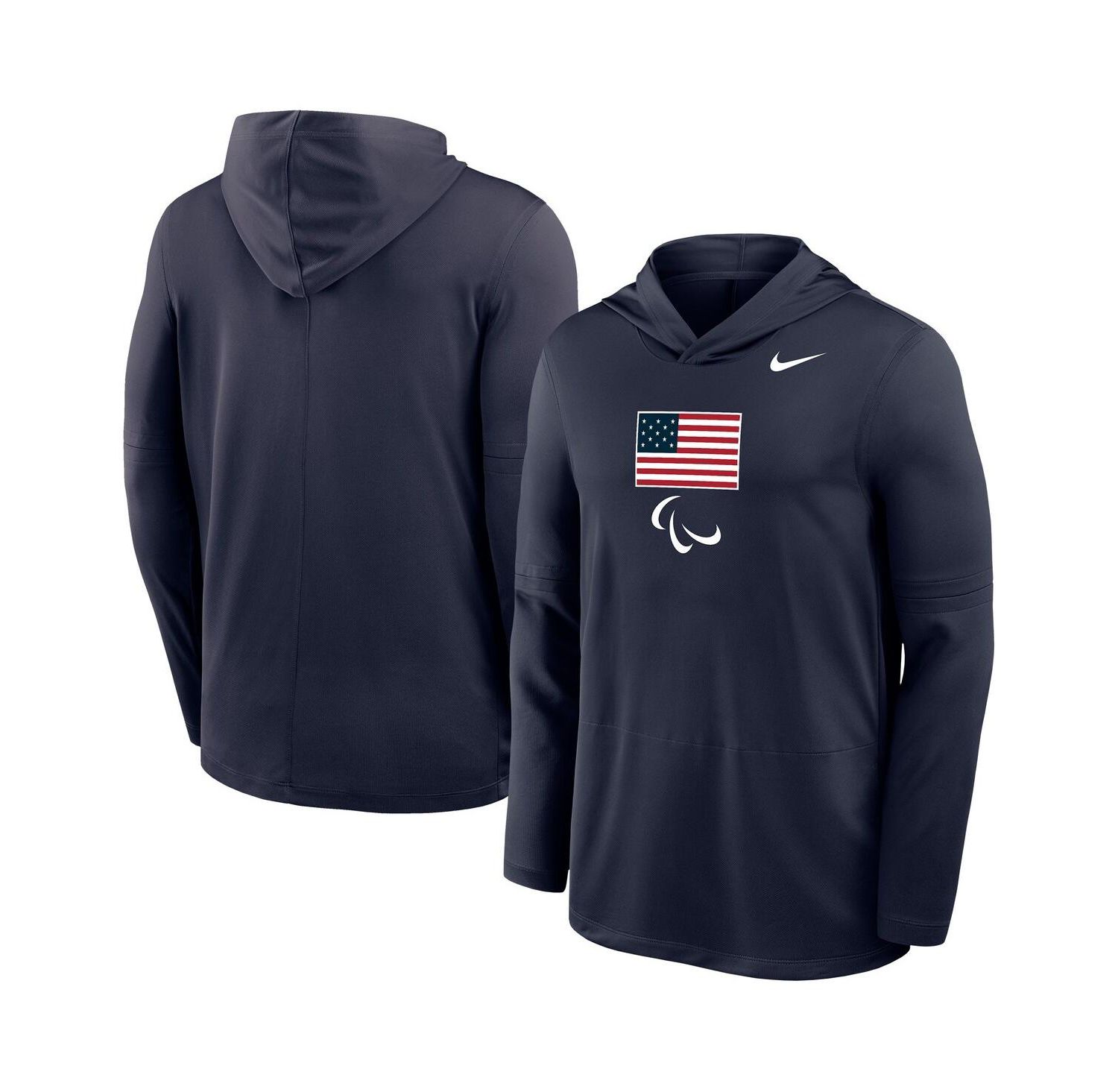 Men's Navy U.S. Paralympics Lightweight Dri-FIT Long Sleeve Hoodie T-Shirt