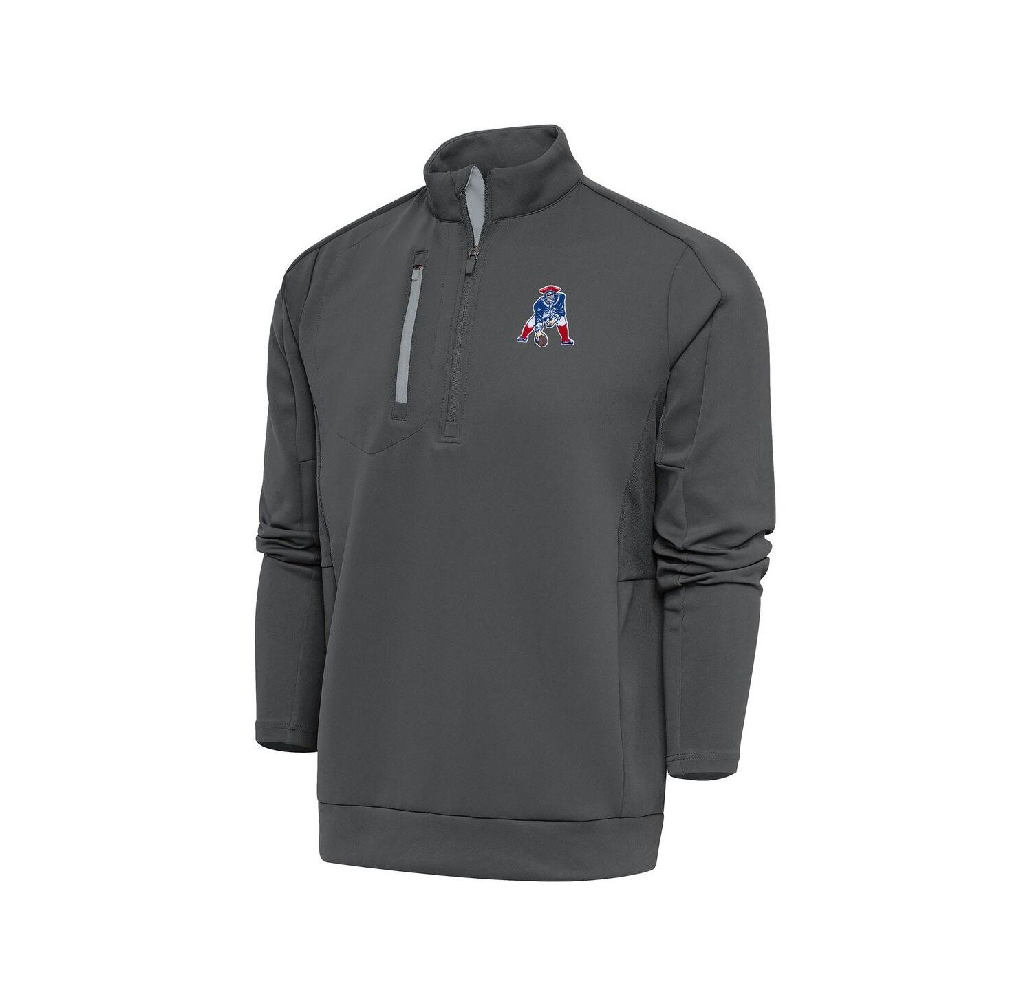 Men's Charcoal New England Patriots Team Logo Throwback Generation Quarter-Zip Pullover