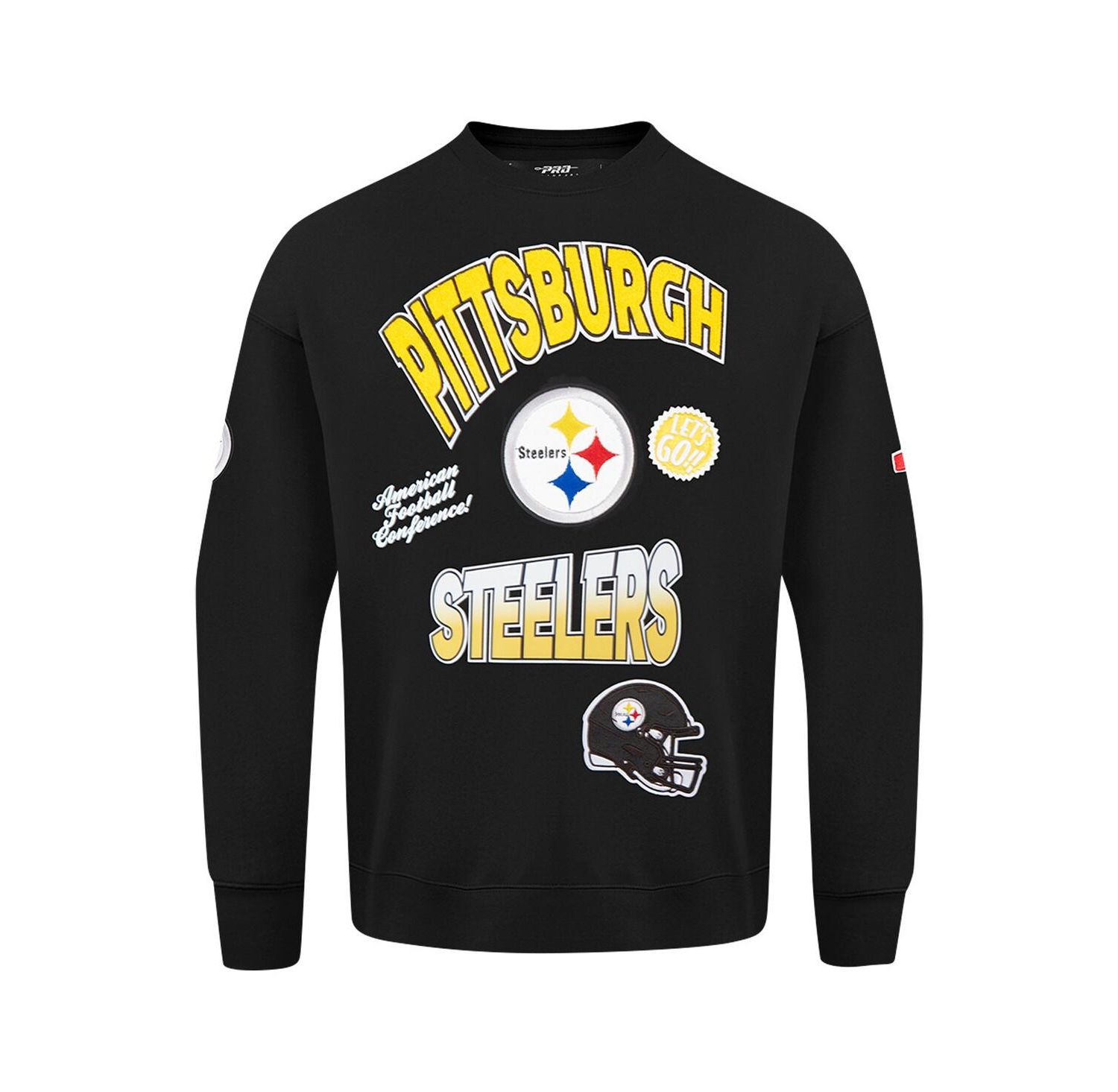 Men's Black Pittsburgh Steelers Turn It Up Drop Shoulder Pullover Sweatshirt