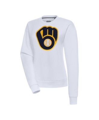 Women's White Milwaukee Brewers Victory Chenille Pullover Sweatshirt