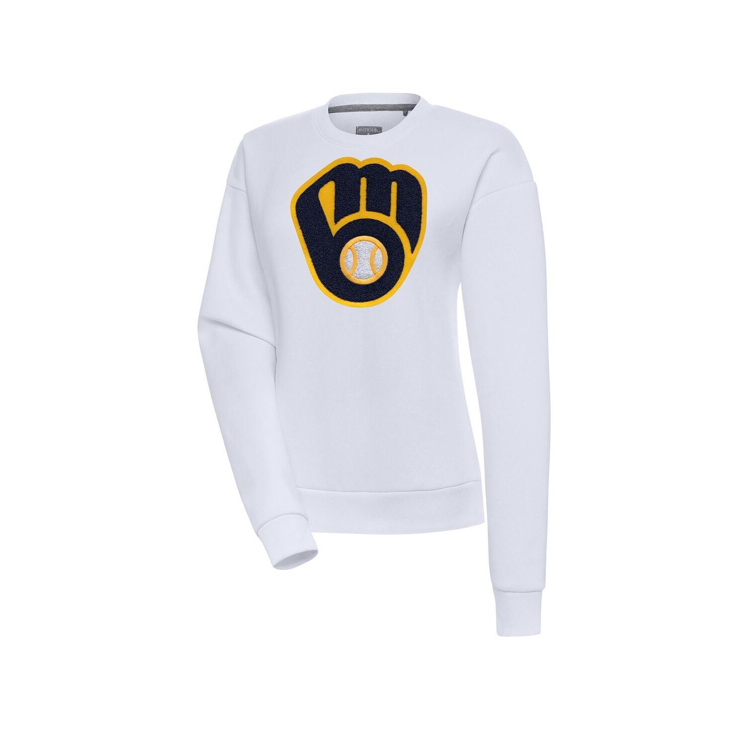 Women's White Milwaukee Brewers Victory Chenille Pullover Sweatshirt