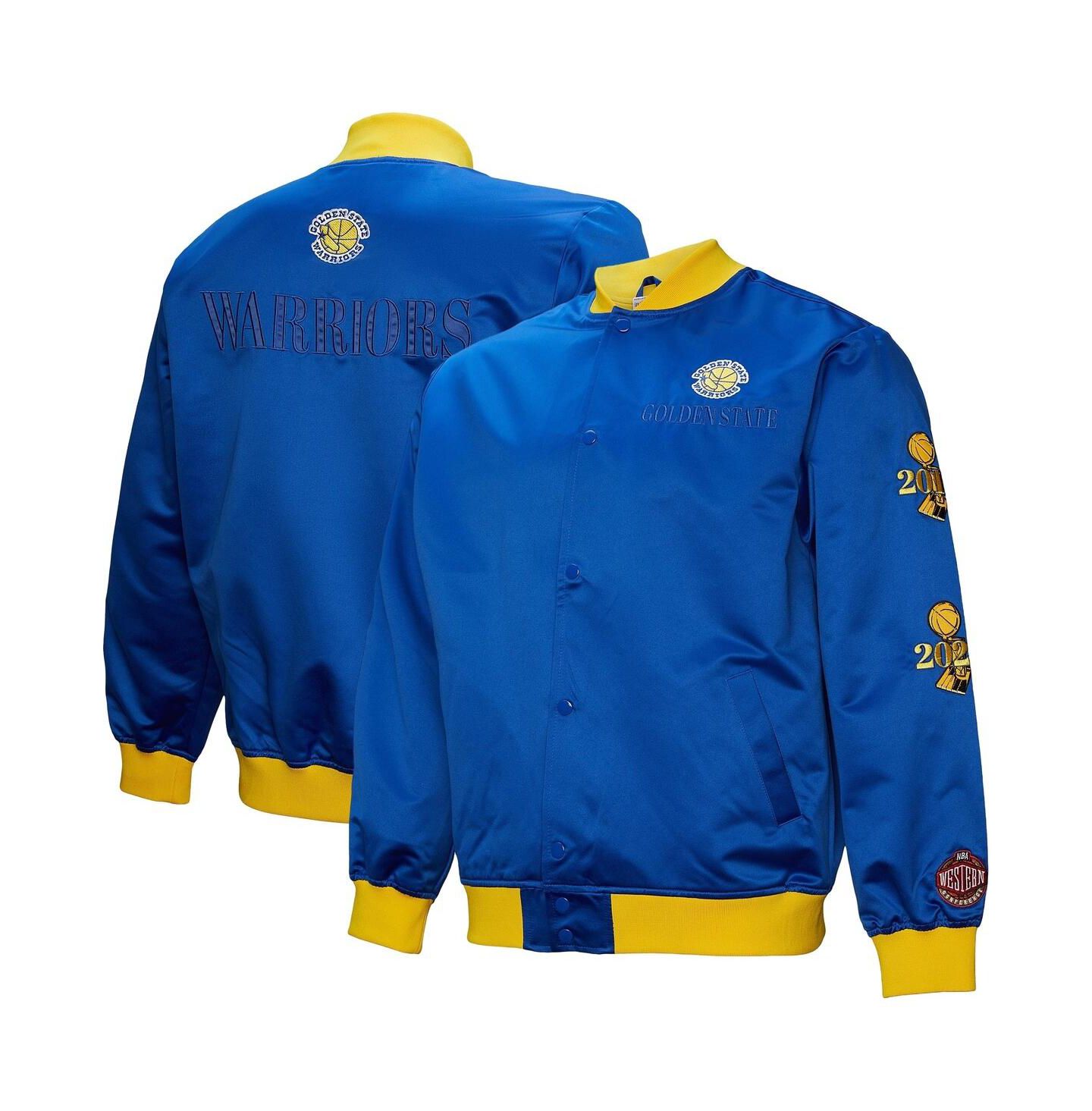 Мужская куртка Mitchell & Ness Royal Golden State Warriors Hardwood Classics Team OG 3.0 Lightweight Satin Full-Snap — фото 1