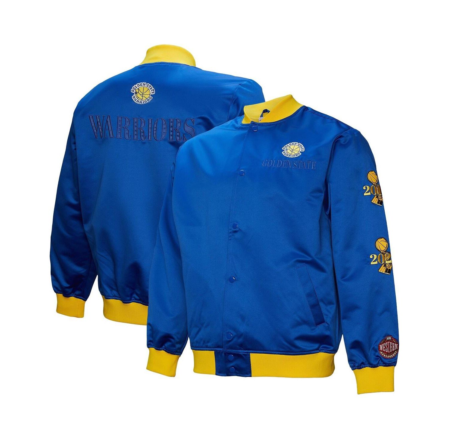 Men's Royal Golden State Warriors Hardwood Classics Team OG 3.0 Lightweight Satin Full-Snap Jacket