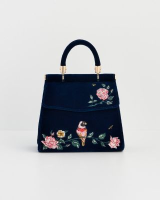 Rosy Posy Embroidered Mini Top Handle Tote