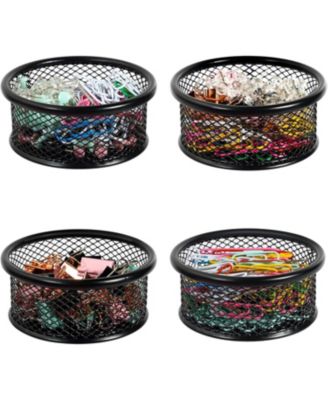 Paper Clip Holder for Desk, Mesh Metal Paperclips Dispenser Organizer, Binder Clip Container for Home Office, 4 Pack