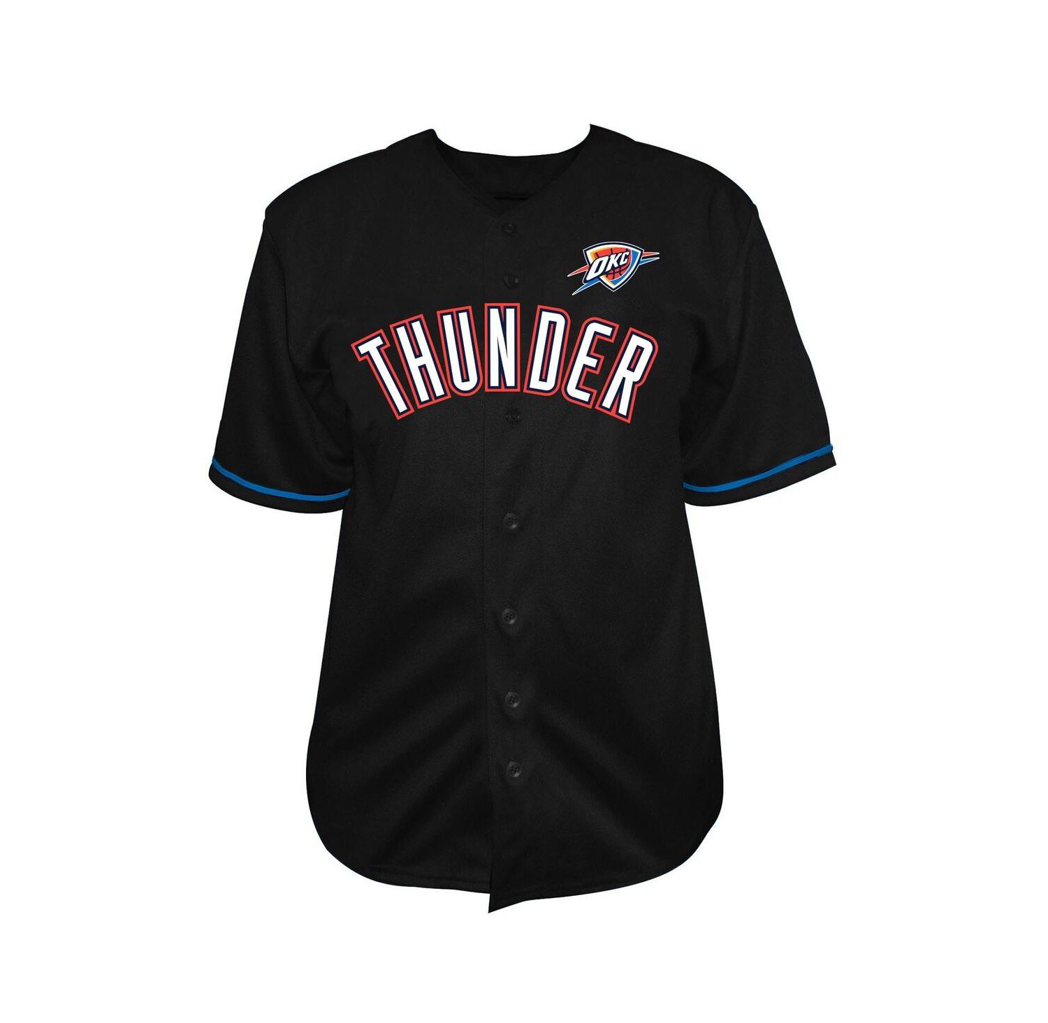 Men's Black Oklahoma City Thunder Big & Tall Pop Full-Button Jersey
