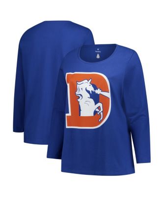 Women's Royal Denver Broncos Plus Size Primary Logo Long Sleeve Scoop Neck T-Shirt