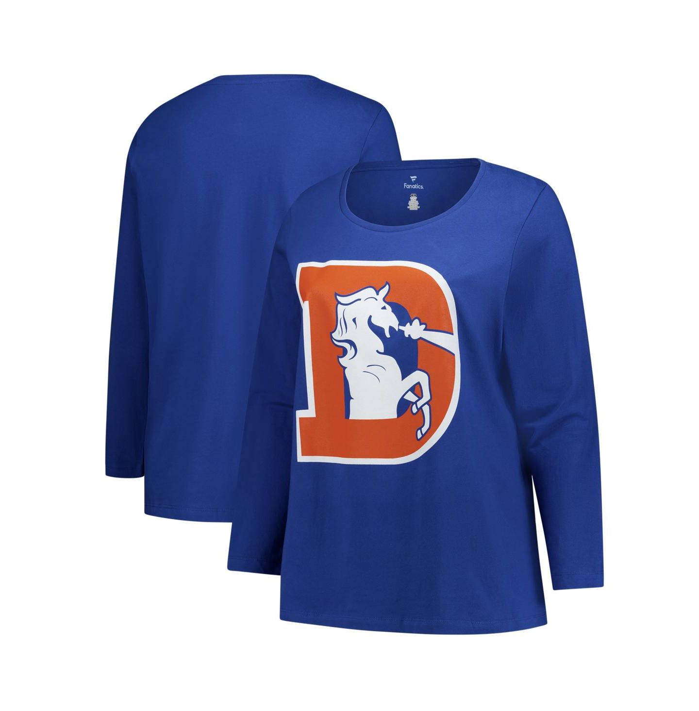 Женская футболка Fanatics Royal Denver Broncos Plus Size Primary Logo Long Sleeve Scoop Neck — фото 1