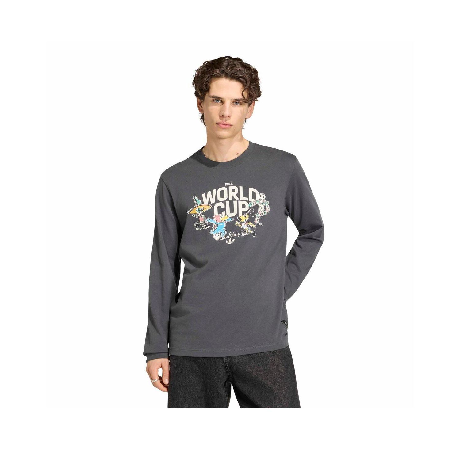 Men's Gray FIFA World Cup Historic Mascot Long Sleeve T-Shirt