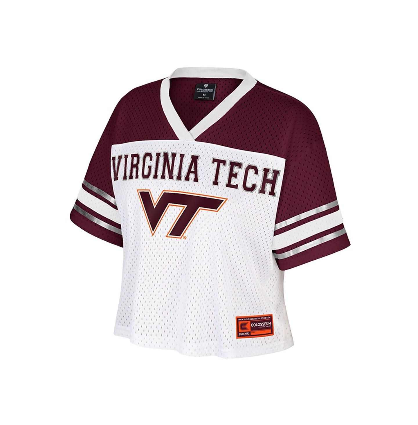 Женский топ Colosseum White Virginia Tech Hokies Treasure Cropped Football Jersey — фото 2