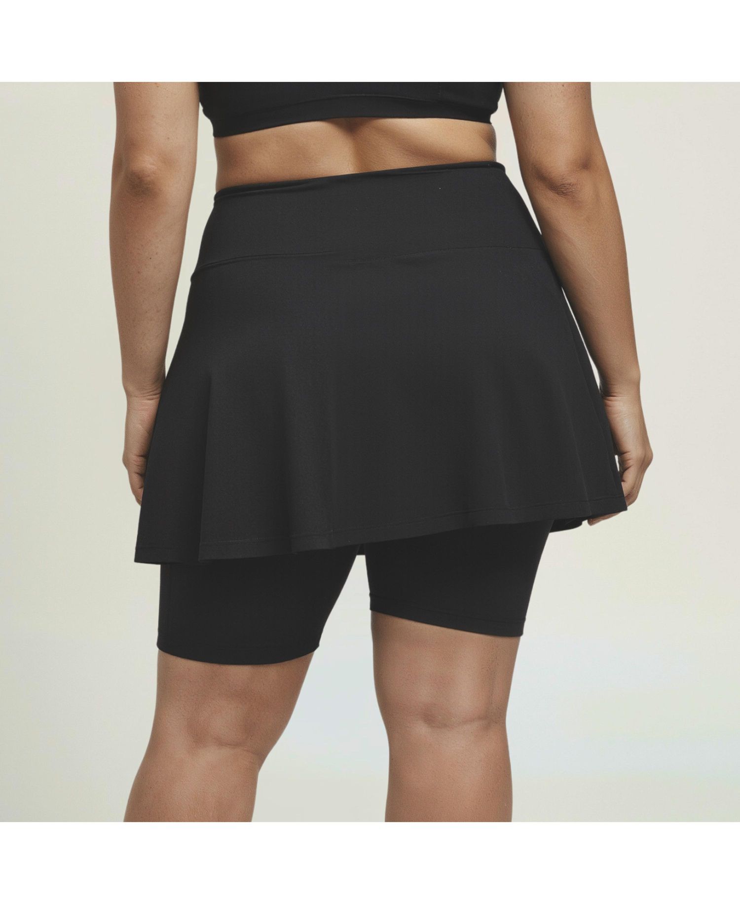 Plus Size Flared Mid-Thigh Swim Skirt With Bike Shorts