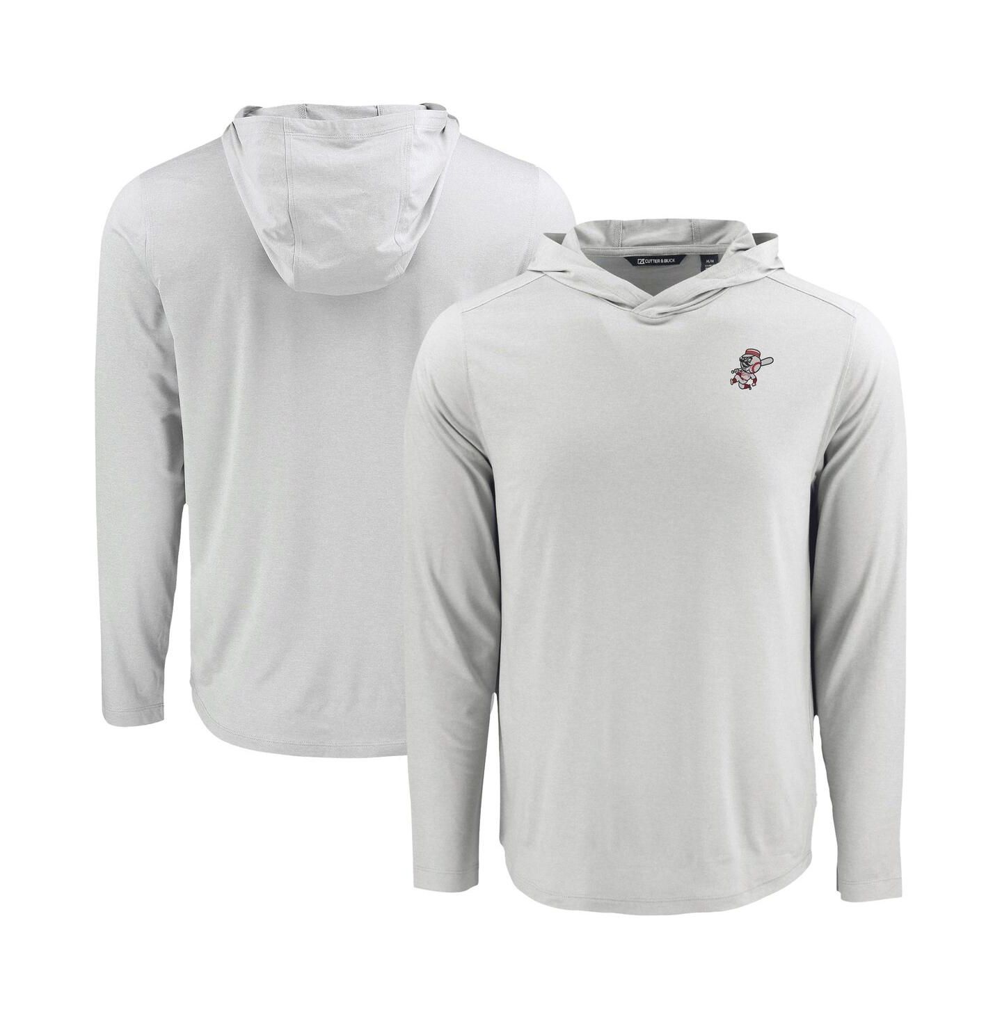 Мужское худи Cutter & Buck Gray Cincinnati Reds Coastline Epic Comfort Eco Long Sleeve T-Shirt — фото 1