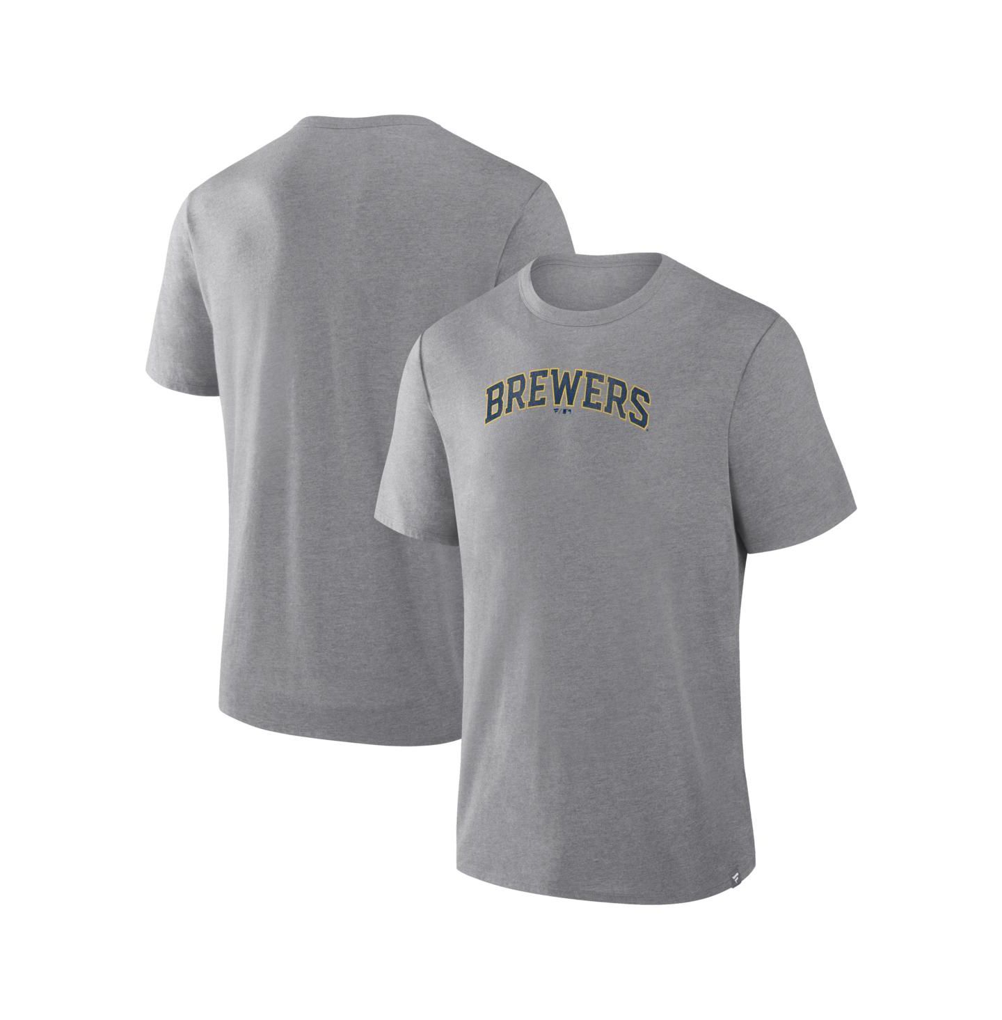 Мужская футболка Fanatics Heather Gray Milwaukee Brewers Play Tribute Tri-Blend — фото 1