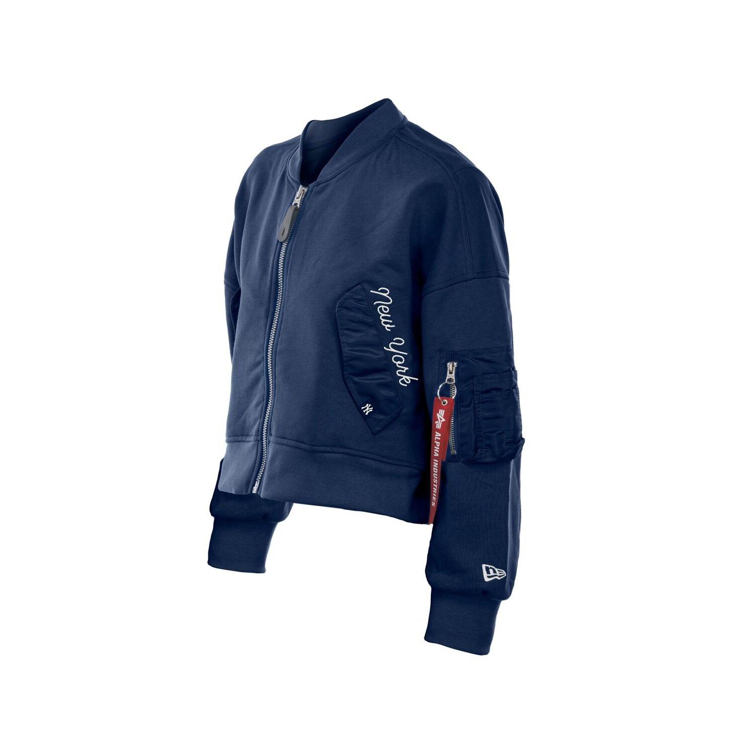 X Alpha Industries Women's Navy New York Yankees Cropped Full-Zip Jacket