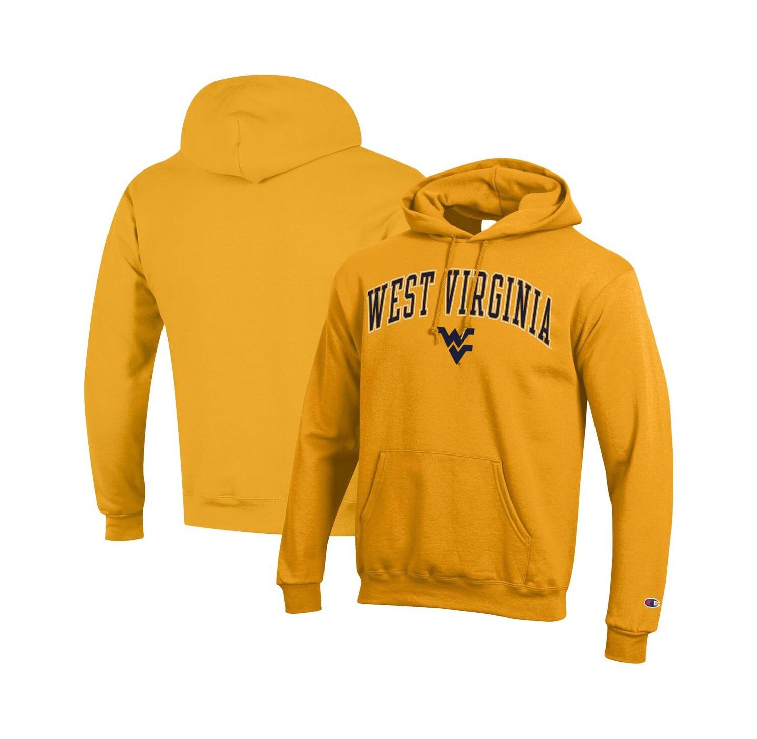 Men's Gold West Virginia Mountaineers Arch Over Logo Pullover Hoodie
