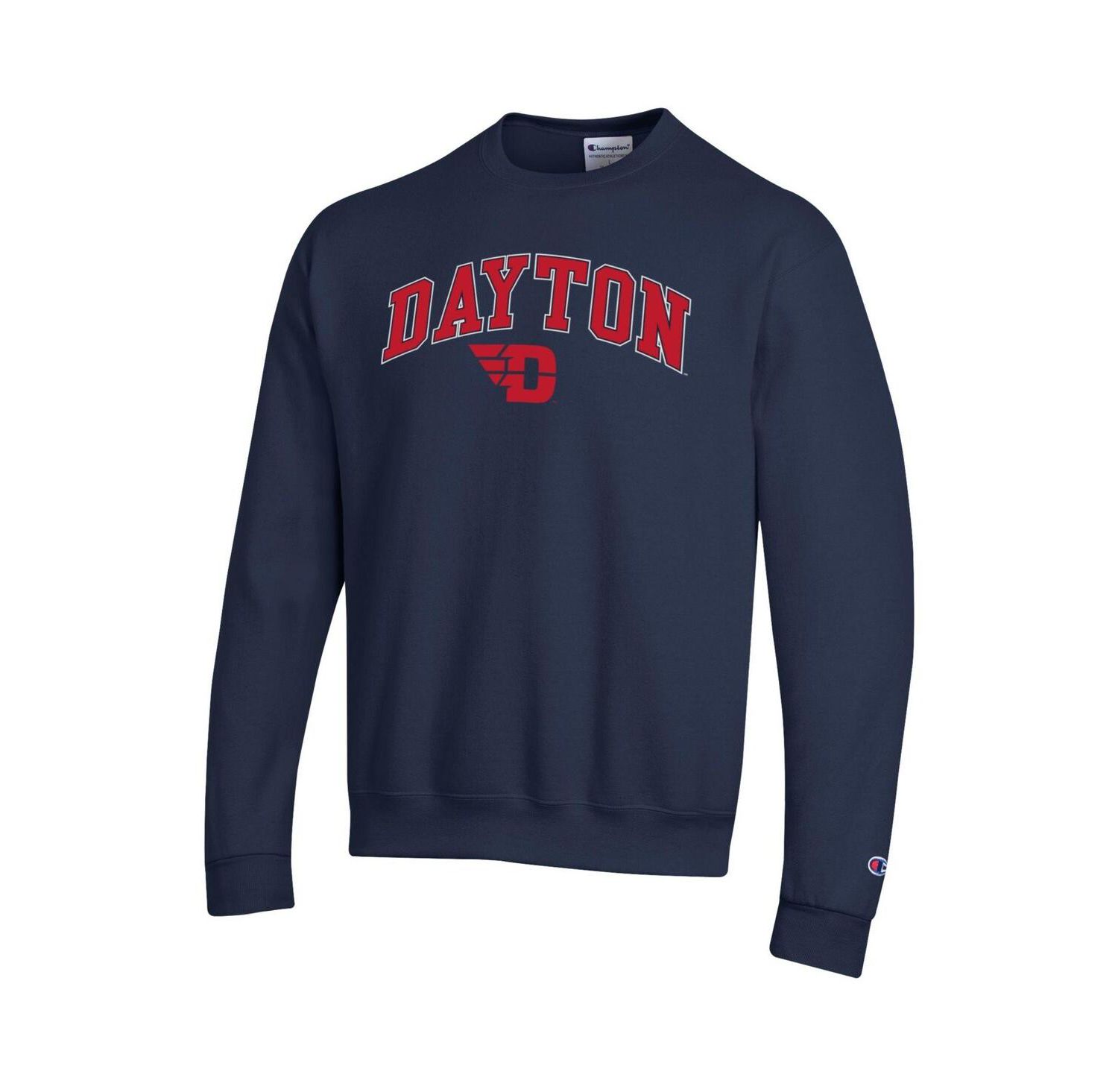 Men's Navy Dayton Flyers Arch Over Logo Pullover Sweatshirt