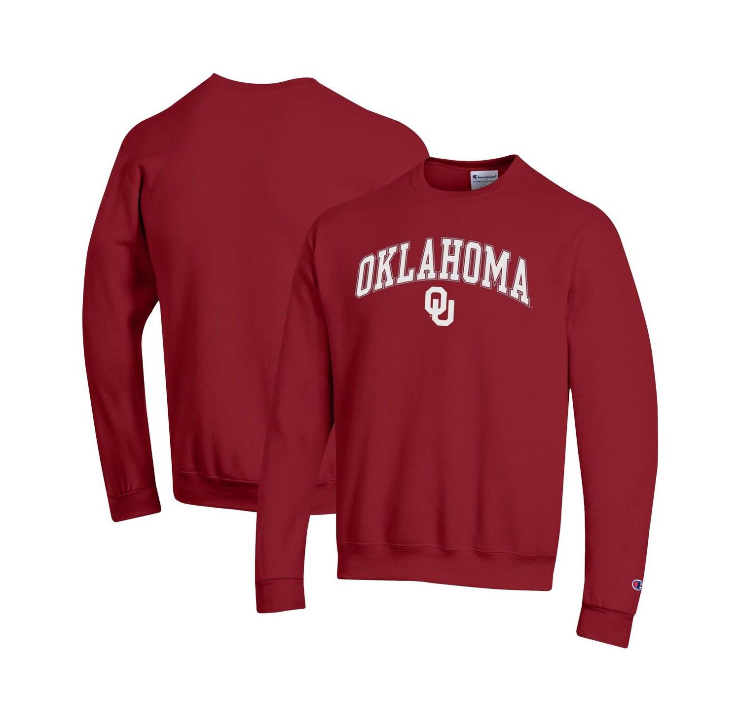 Men's Crimson Oklahoma Sooners Arch Over Logo Pullover Sweatshirt