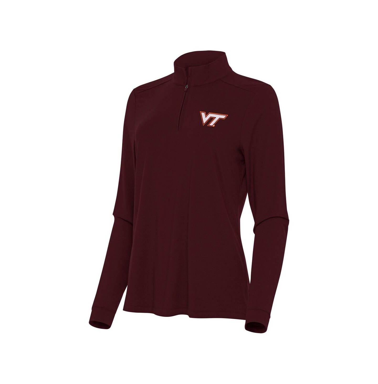 Женские толстовки Antigua Maroon Virginia Tech Hokies Intent Quarter-Zip — фото 1