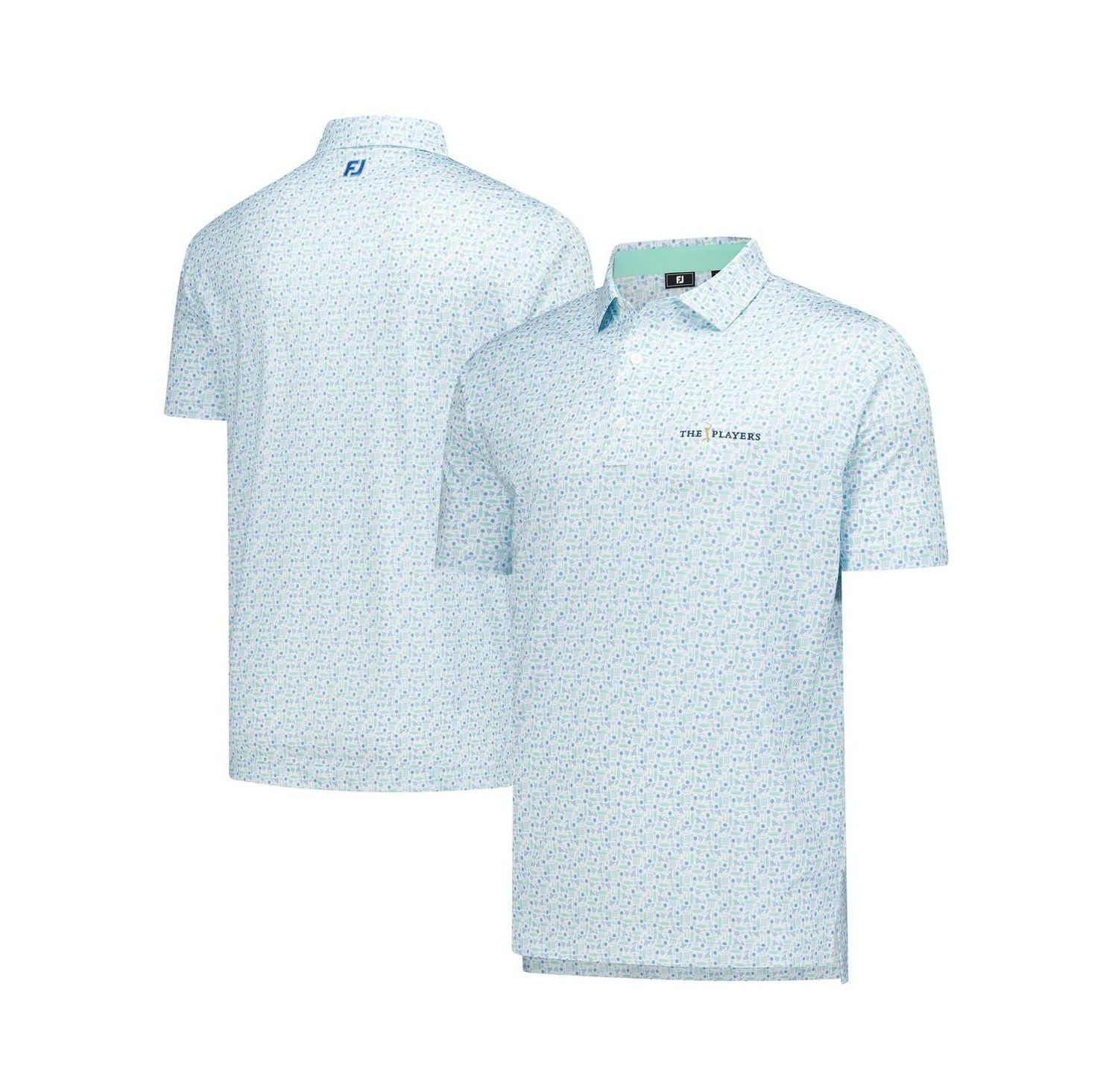 Men's Light Blue THE PLAYERS Surfs Up Print Lisle Polo Shirt