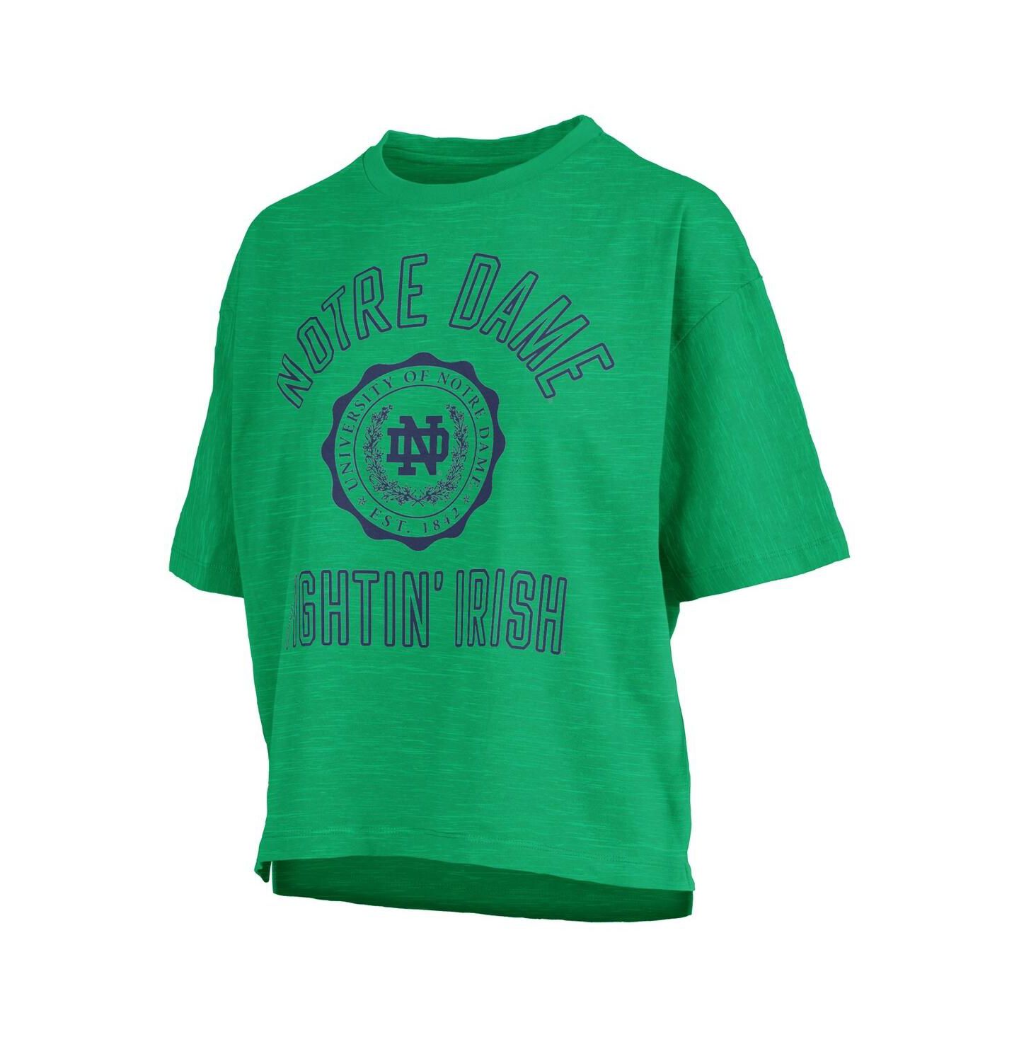 Женская футболка Pressbox Kelly Green Notre Dame Fighting Irish Motley Crew Bishop Waist Length Oversized Slub — фото 2