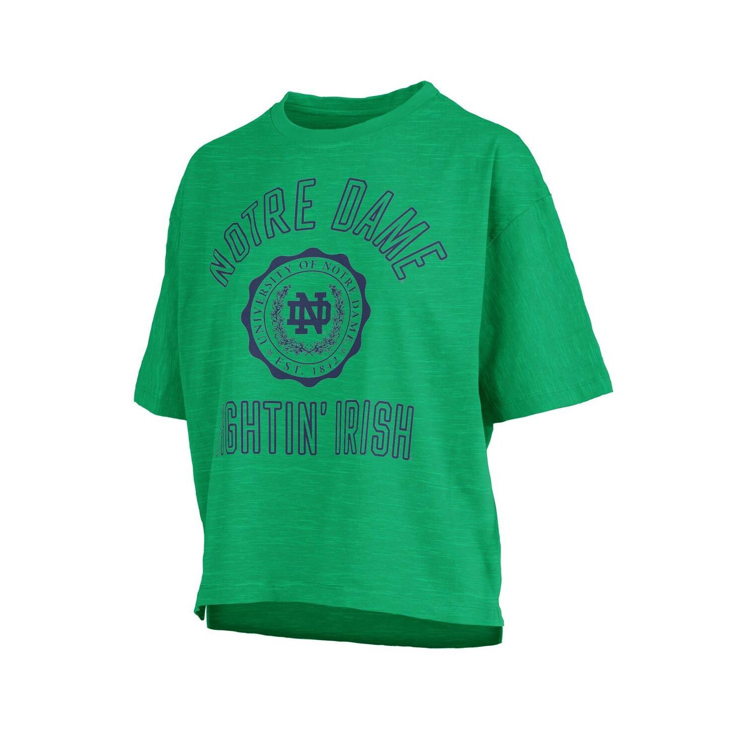 Women's Kelly Green Notre Dame Fighting Irish Motley Crew Bishop Waist Length Oversized Slub T-Shirt