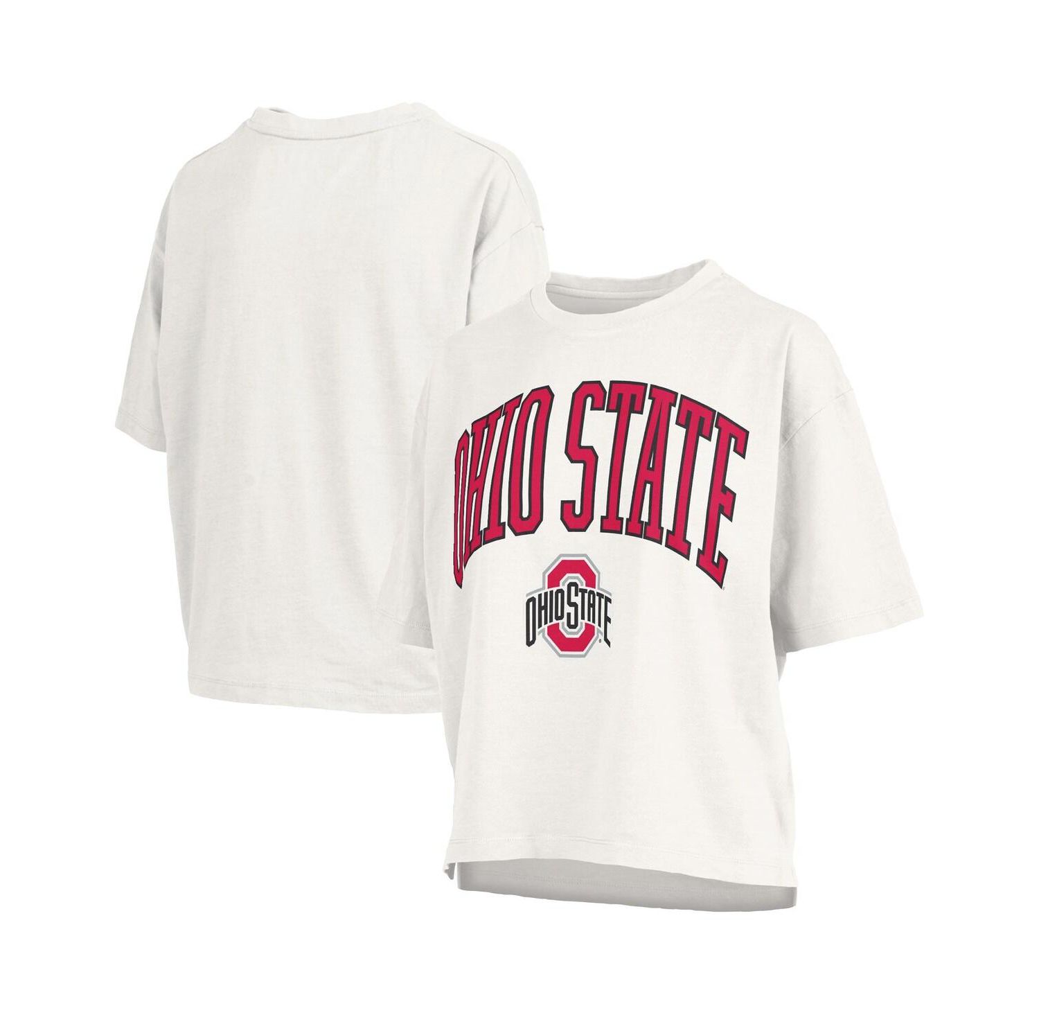 Women's White Ohio State Buckeyes Plus Size Nelson Motley Crew Oversized Slub T-Shirt
