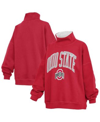 Women's Scarlet Ohio State Buckeyes Oversized Mock Neck Sweatshirt
