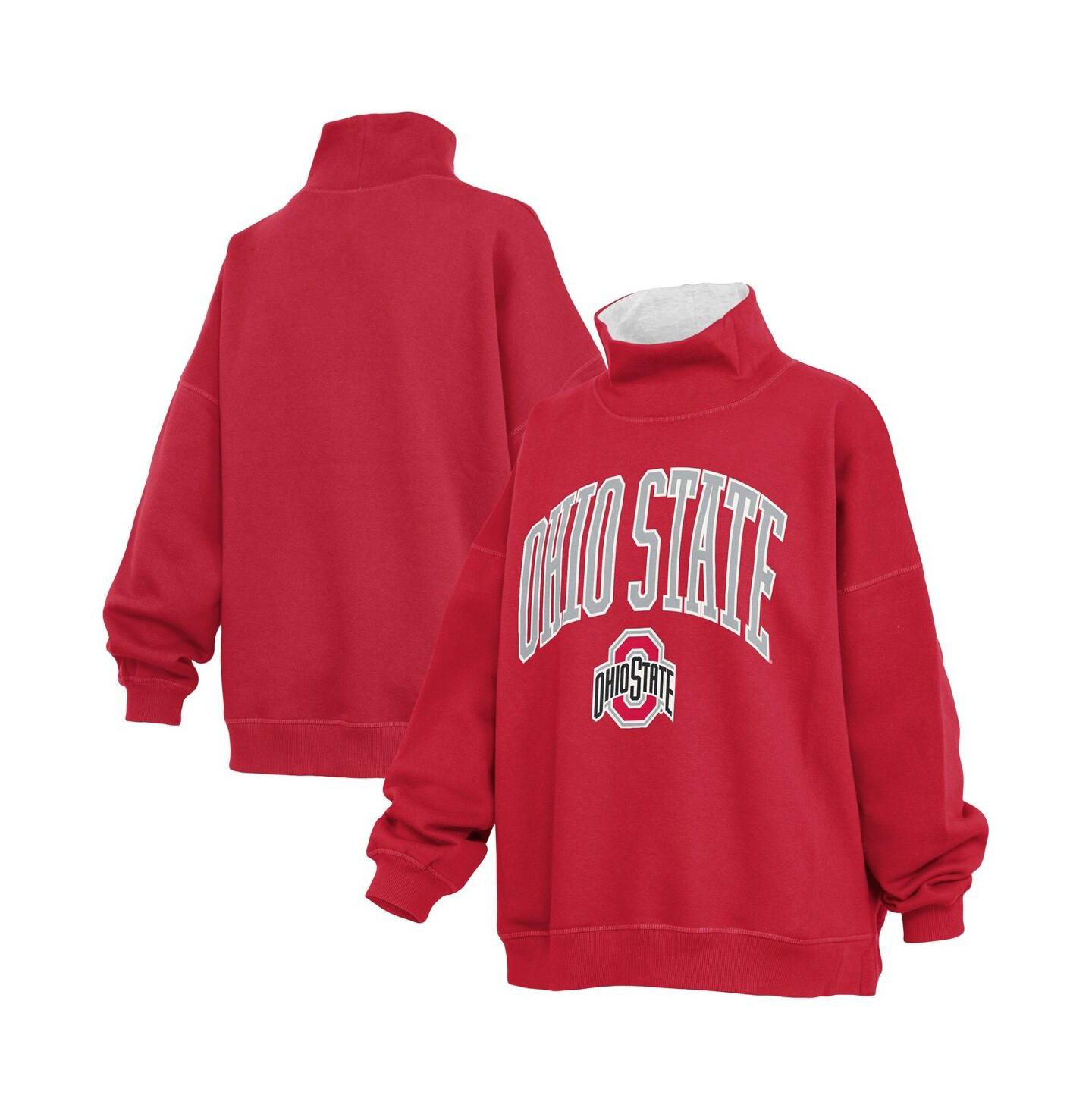 Женская толстовка Pressbox Scarlet Ohio State Buckeyes Oversized Mock Neck — фото 1