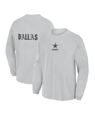 Men's Gray Dallas Cowboys Oversized Type Play Long Sleeve T-Shirt