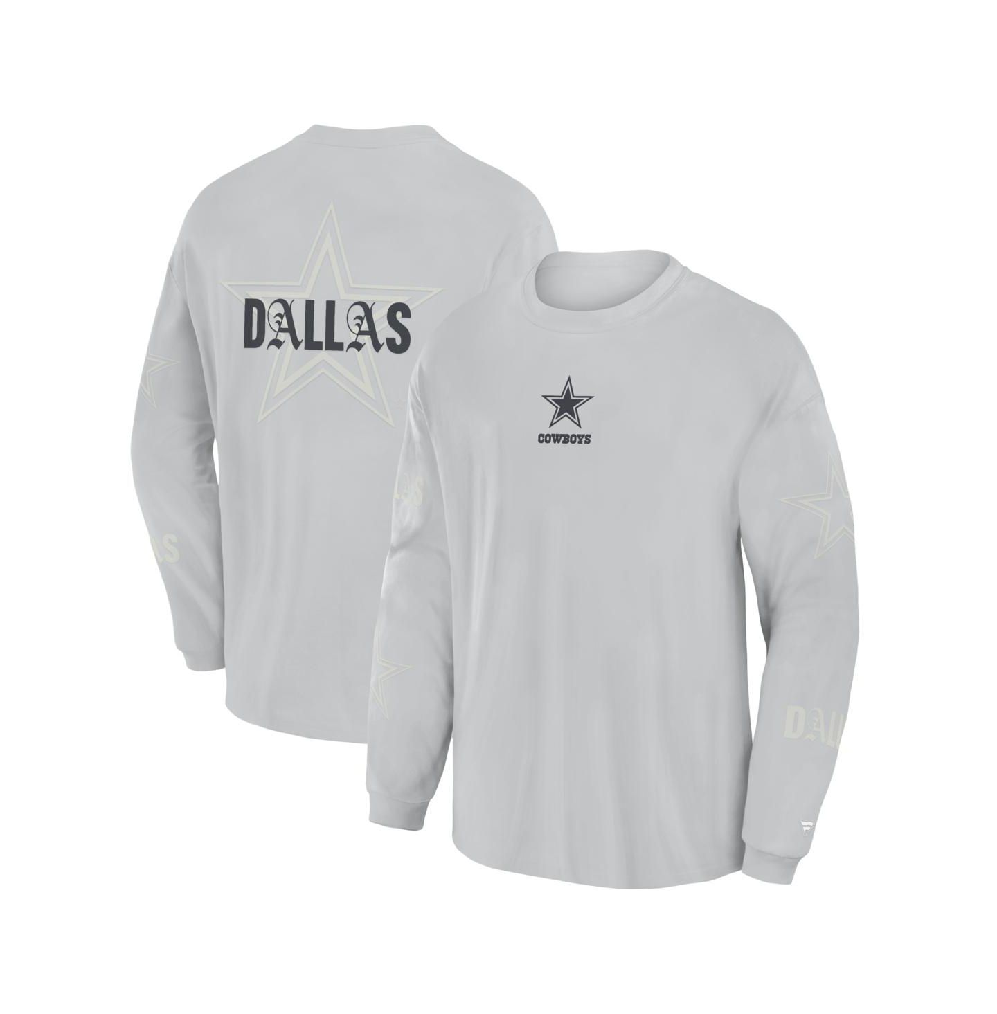 Мужская футболка Fanatics Gray Dallas Cowboys Oversized Type Play Long Sleeve — фото 1