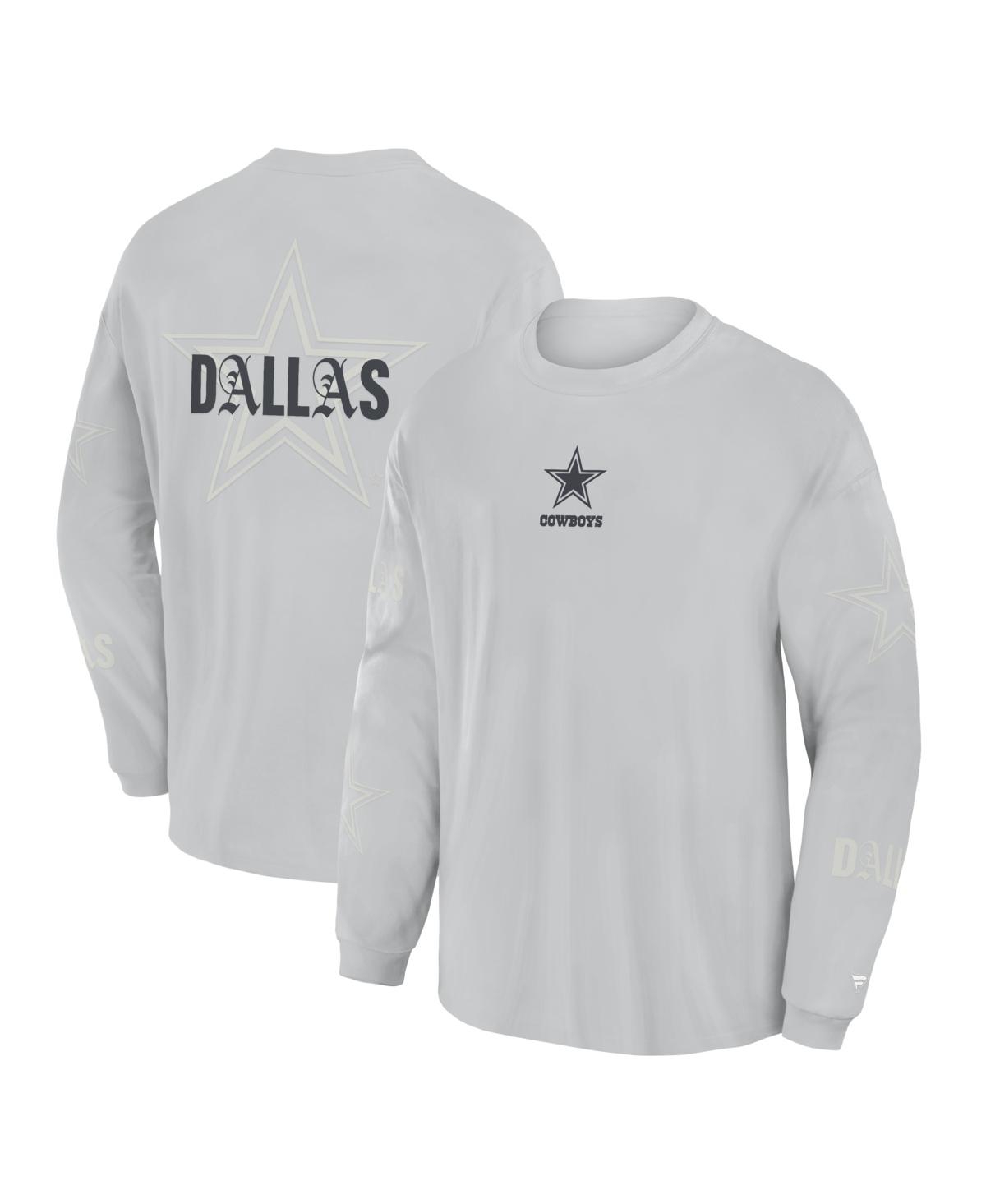 Fanatics Men's Gray Dallas Cowboys Oversized Type Play Long Sleeve T-Shirt - Gray