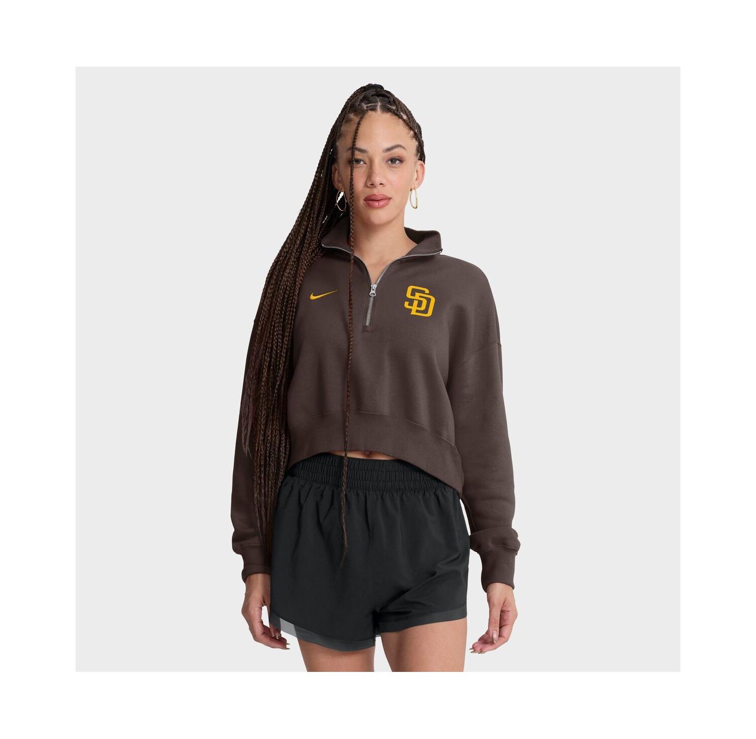 Women's Brown San Diego Padres Primetime Phoenix Fleece Half-Zip Sweatshirt