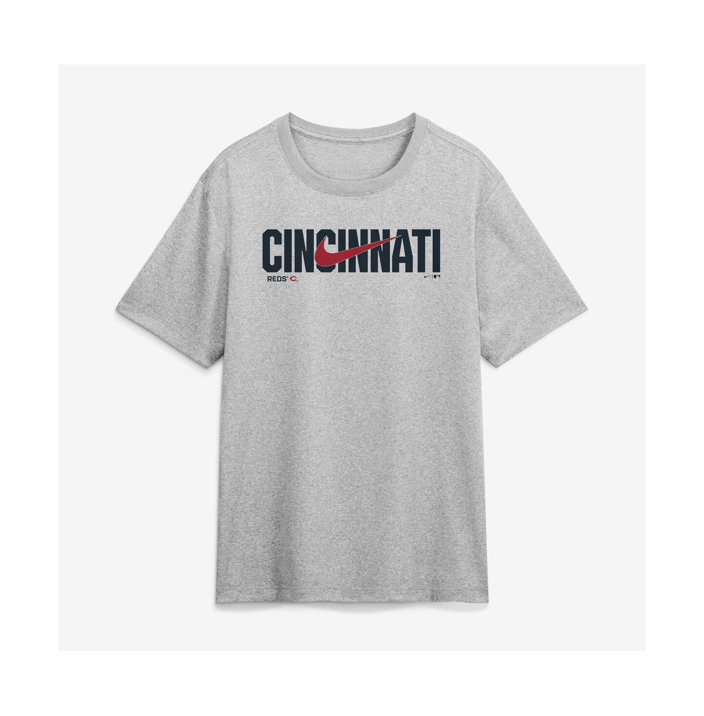 Мужская футболка Nike Heather Gray Cincinnati Reds Swoosh Legend Dri-FIT — фото 2