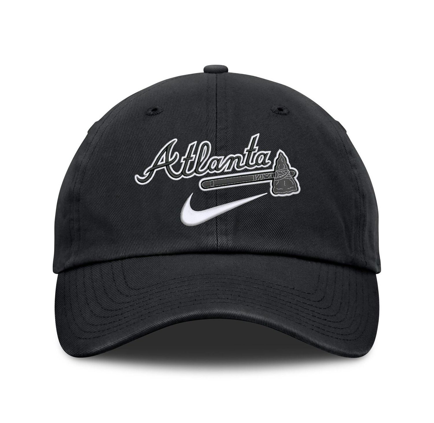 Men's Black Atlanta Braves Primetime Club Adjustable Hat