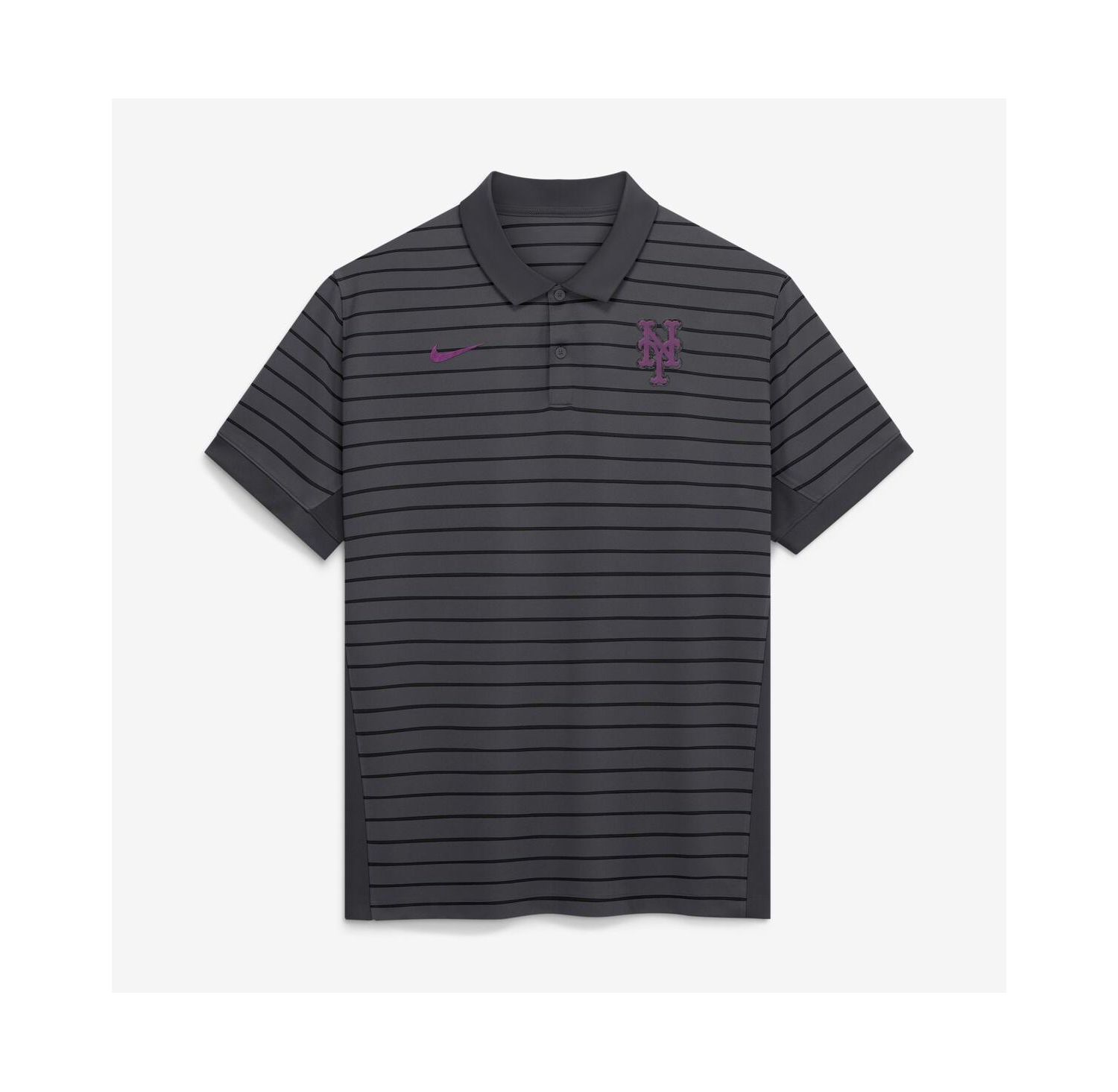 Men's Anthracite/Black New York Mets Authentic Collection City Connect Striped Victory Dri-FIT Polo Shirt