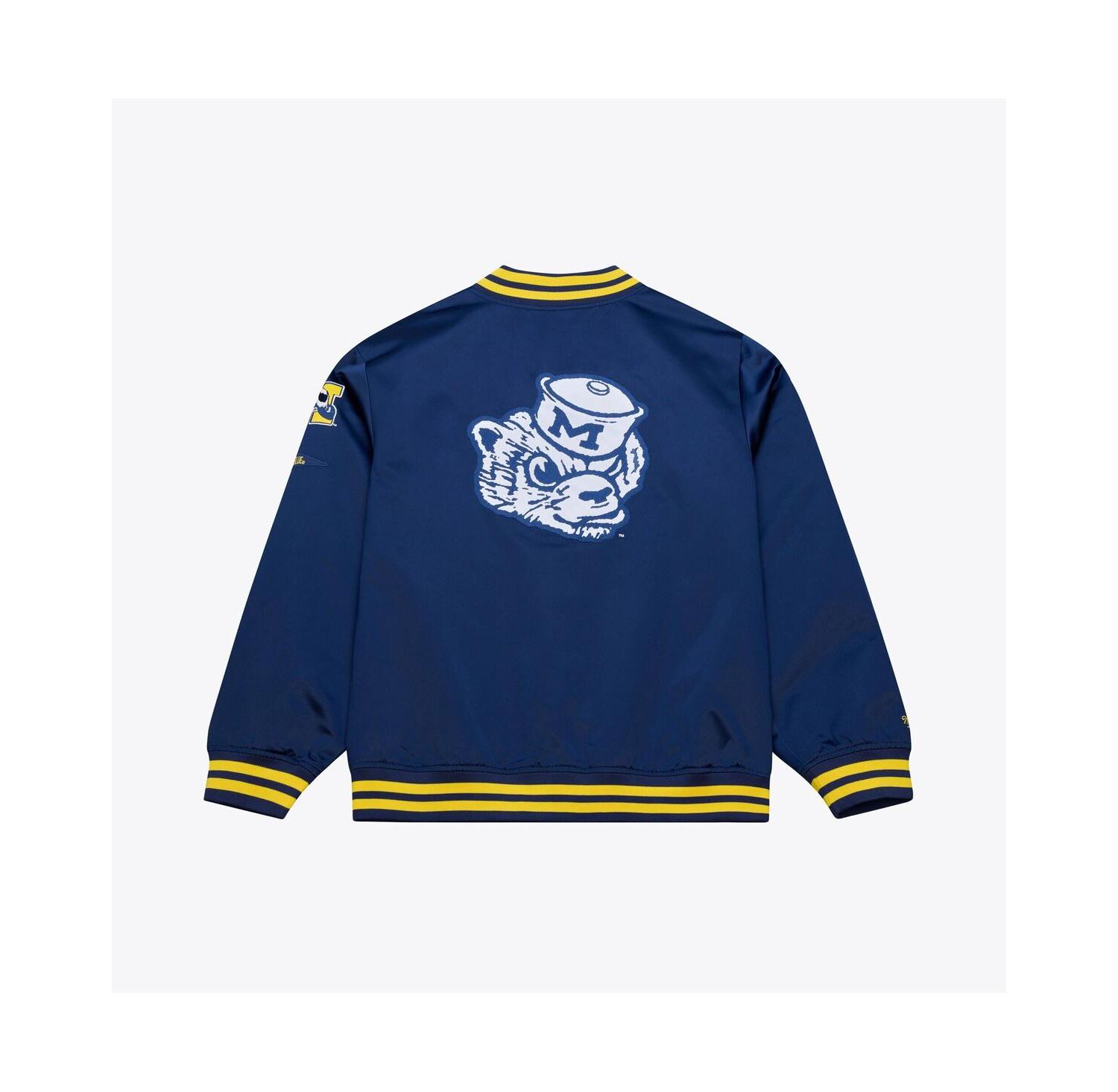 Men's Navy Michigan Wolverines Double Clutch Lightweight Satin Full-Snap Jacket