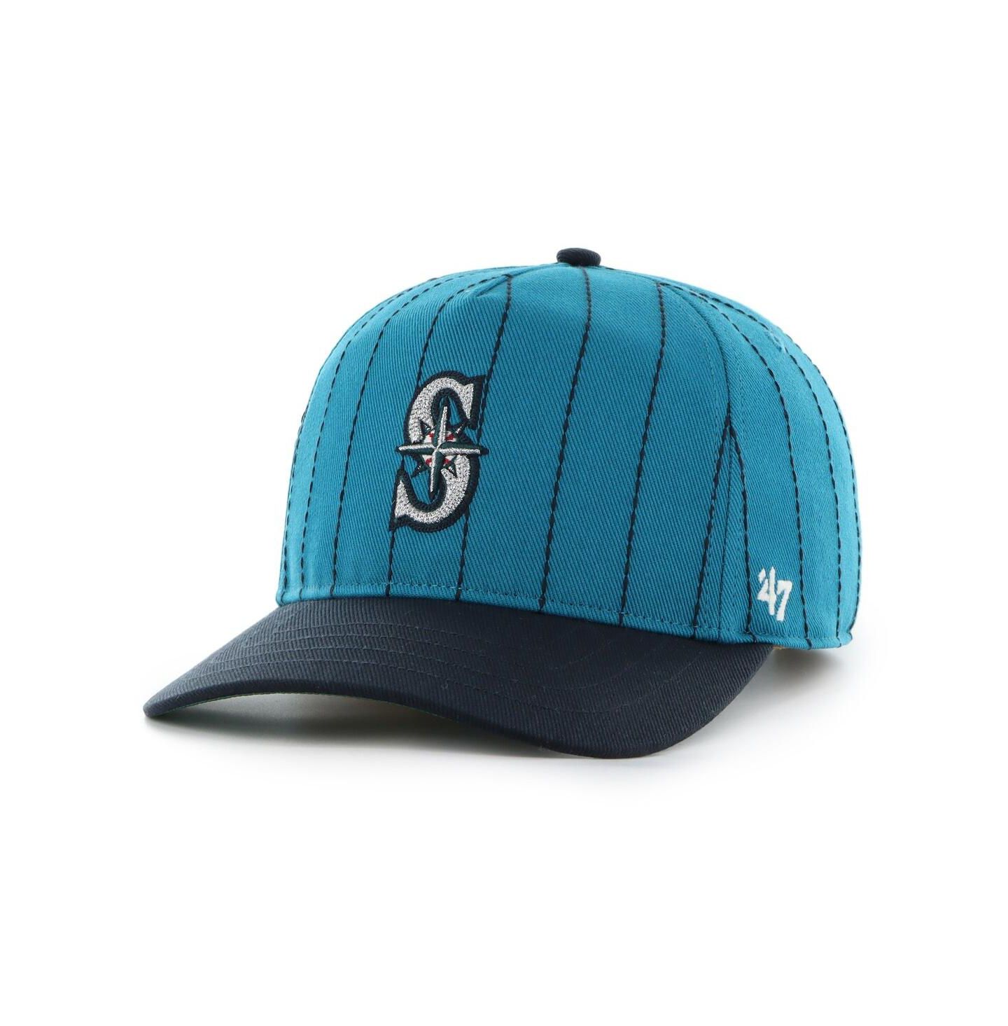 Мужская кепка '47 Brand x Rawlings Teal/Navy Seattle Mariners Pinstripe Hitch Adjustable Hat — фото 2