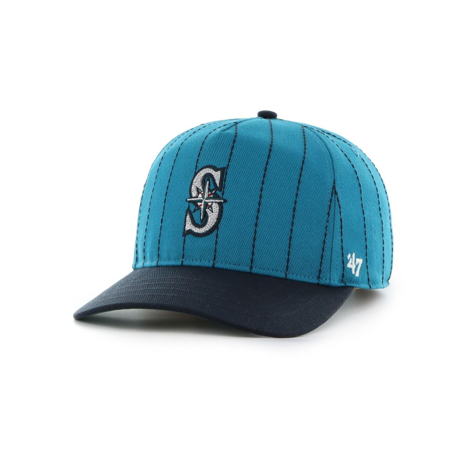 x Rawlings Men's Teal/Navy Seattle Mariners Pinstripe Hitch Adjustable Hat