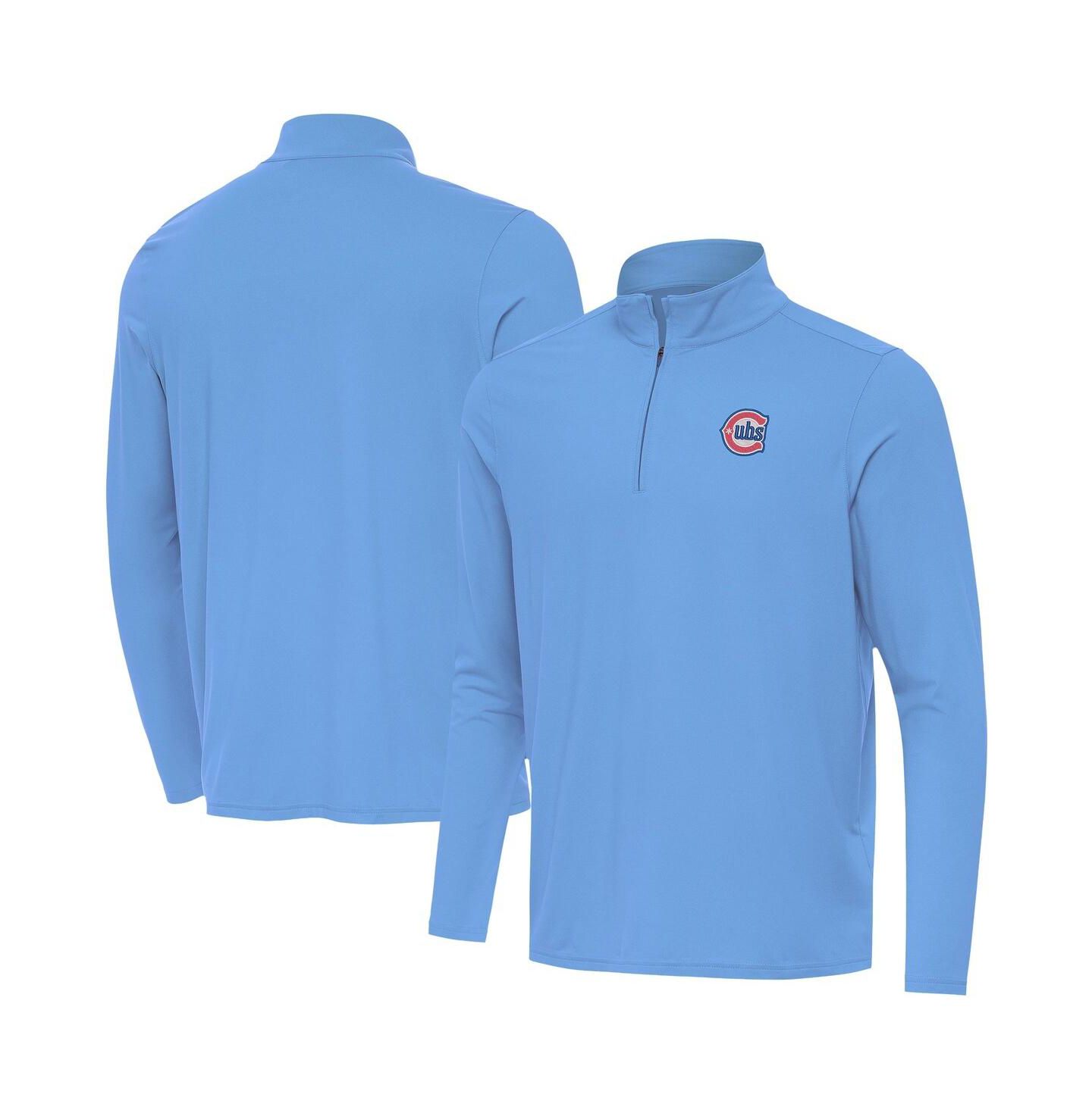 Мужской свитер Antigua Powder Blue Chicago Cubs Alternate Logo Intent Quarter-Zip Pullover — фото 1