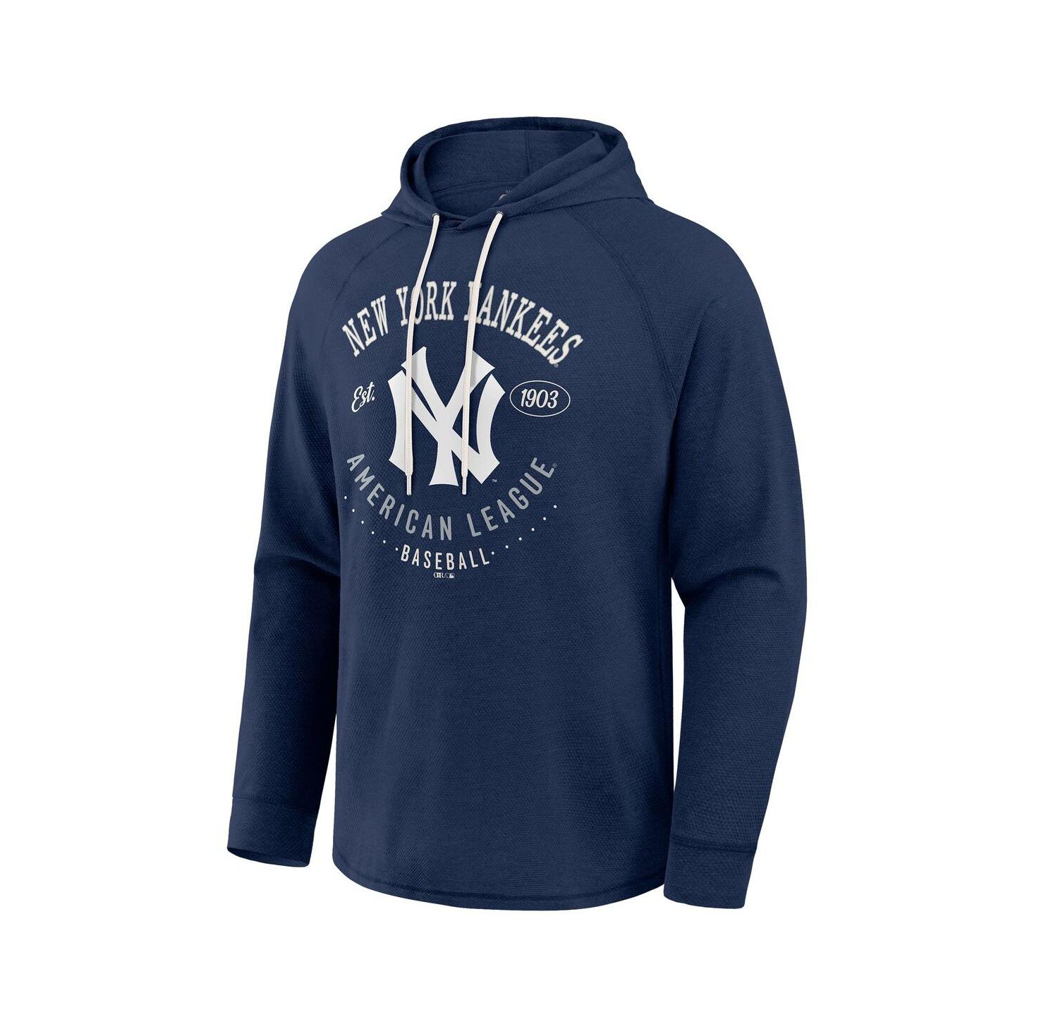 Men's Navy New York Yankees Raglan Hooded Long Sleeve T-Shirt