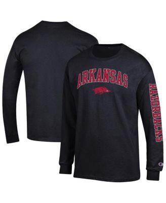 Men's Black Arkansas Razorbacks Arch Over Logo 2-Hit Long Sleeve T-Shirt