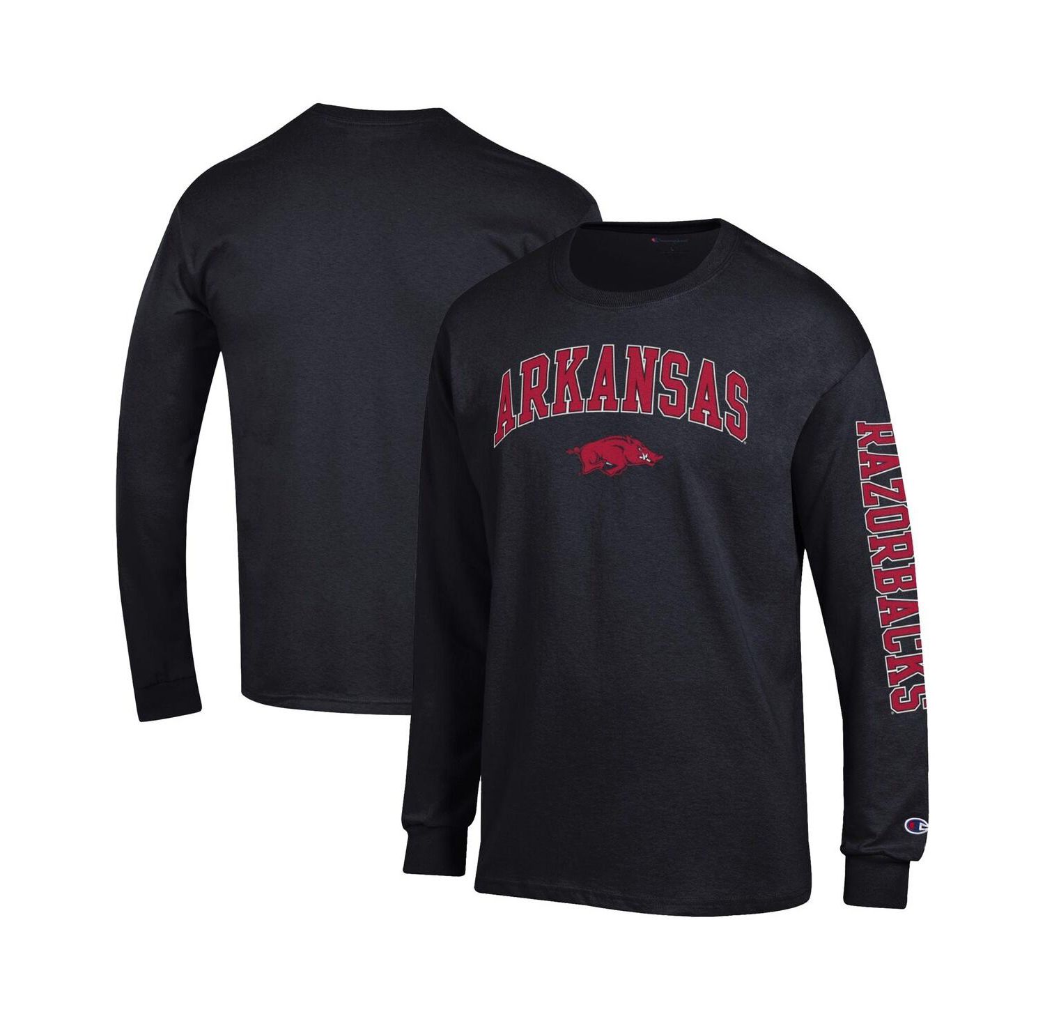 Men's Cardinal Arkansas Razorbacks Arch Over Logo 2-Hit Long Sleeve T-Shirt