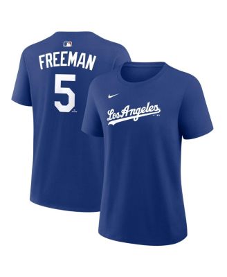 Women's Freddie Freeman Royal Los Angeles Dodgers Name and Number T-Shirt