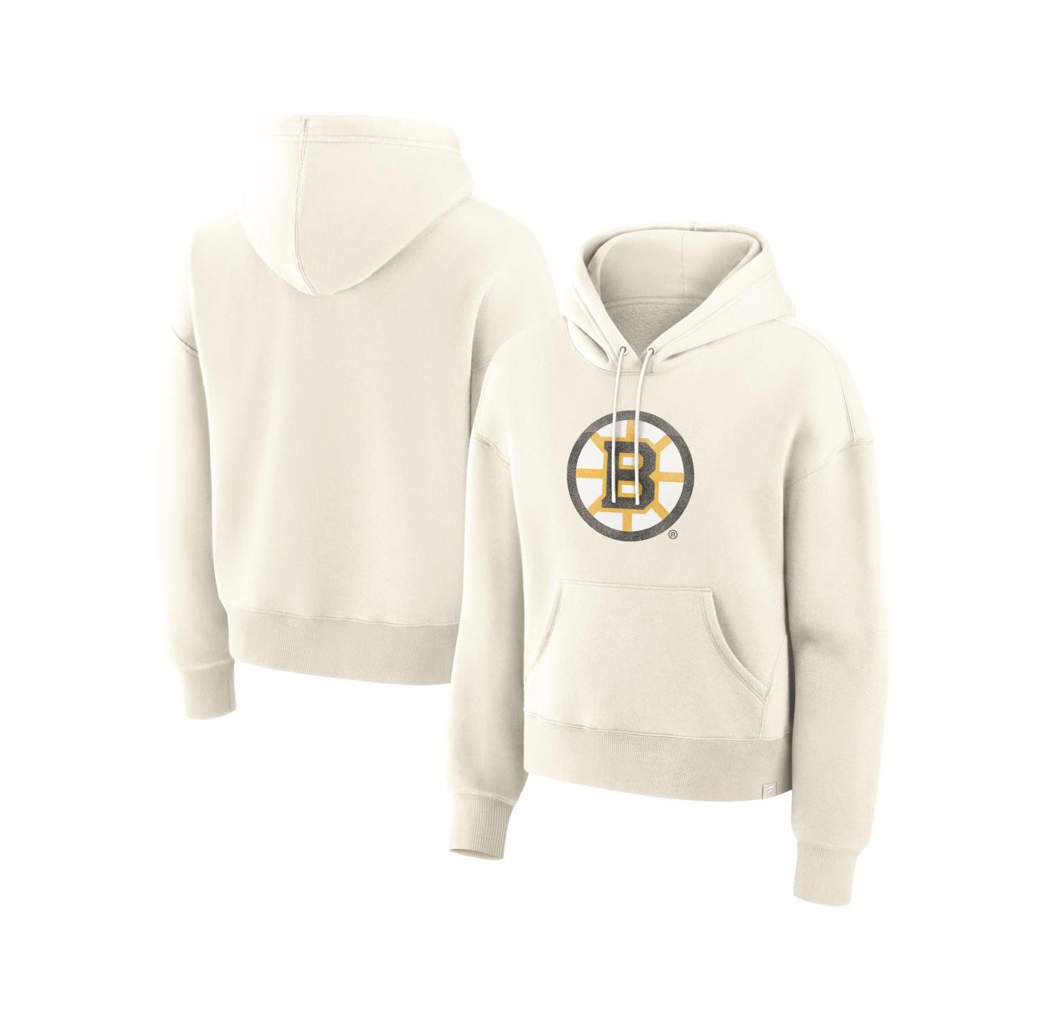 Women's Cream Boston Bruins Elevated Distressed Logo Hoodie