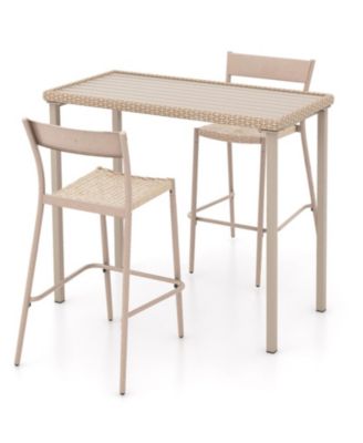 3-Piece Patio Bar Table Set with High Table and 2 Armless Chairs