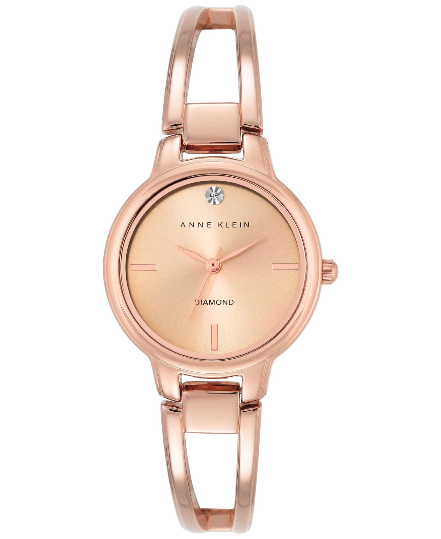 Женские часы Anne Klein Diamond Accent Rose Gold-Tone Stainless Steel Bracelet Watch 30mm — фото 1