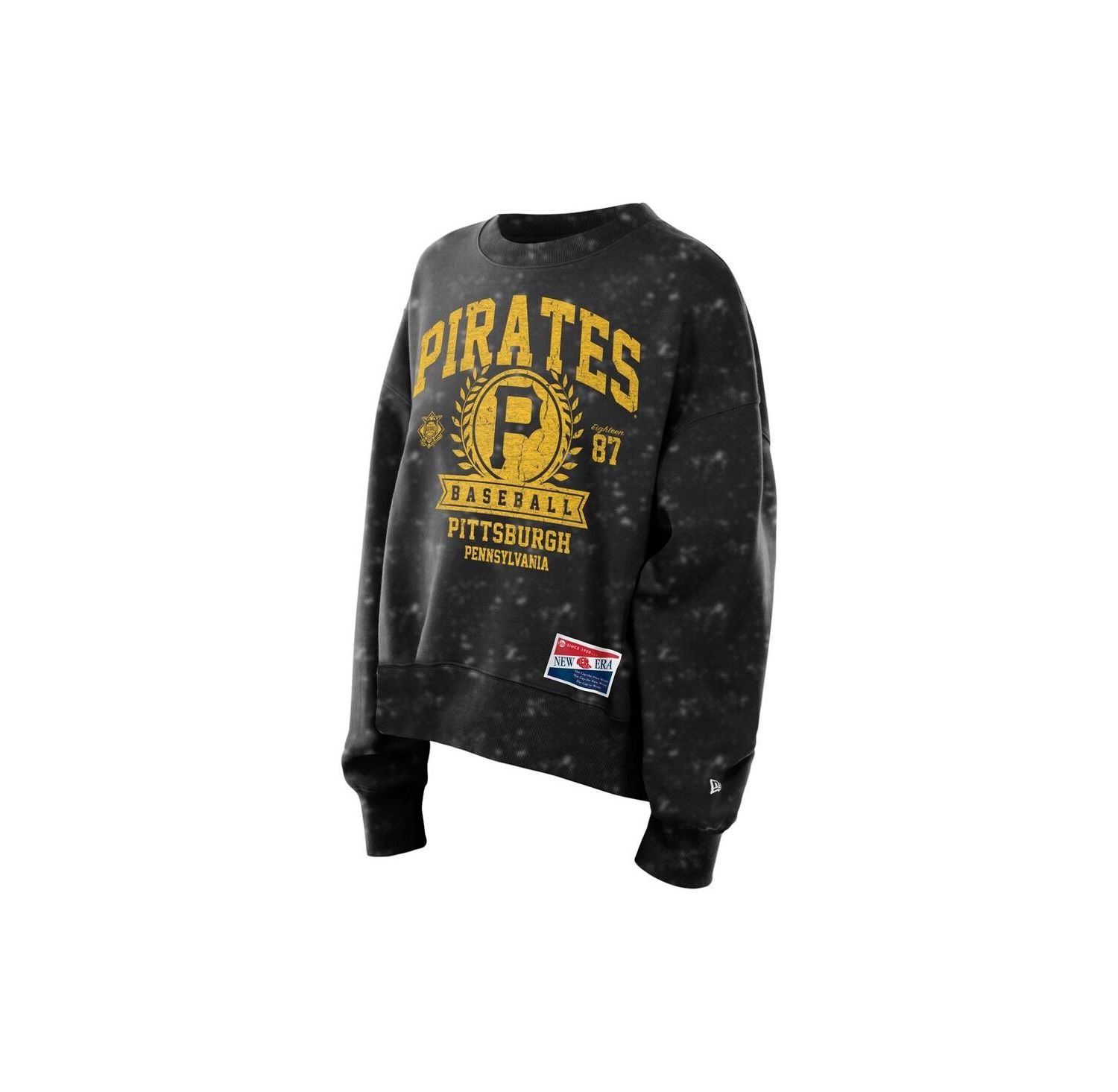 Women's Black Pittsburgh Pirates Throwback Oversized Boxy Sweatshirt