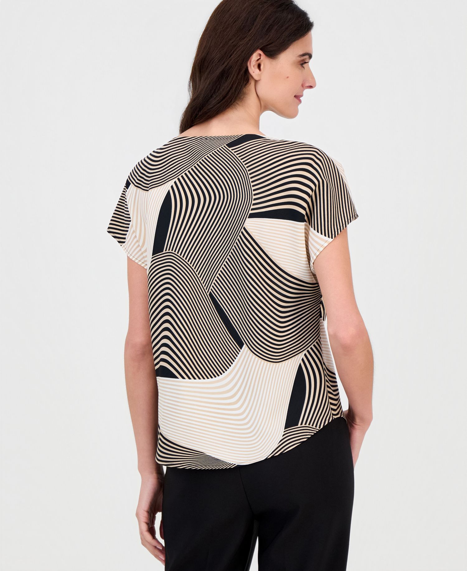 Women's Printed Cowl-Neck Short-Sleeve Top