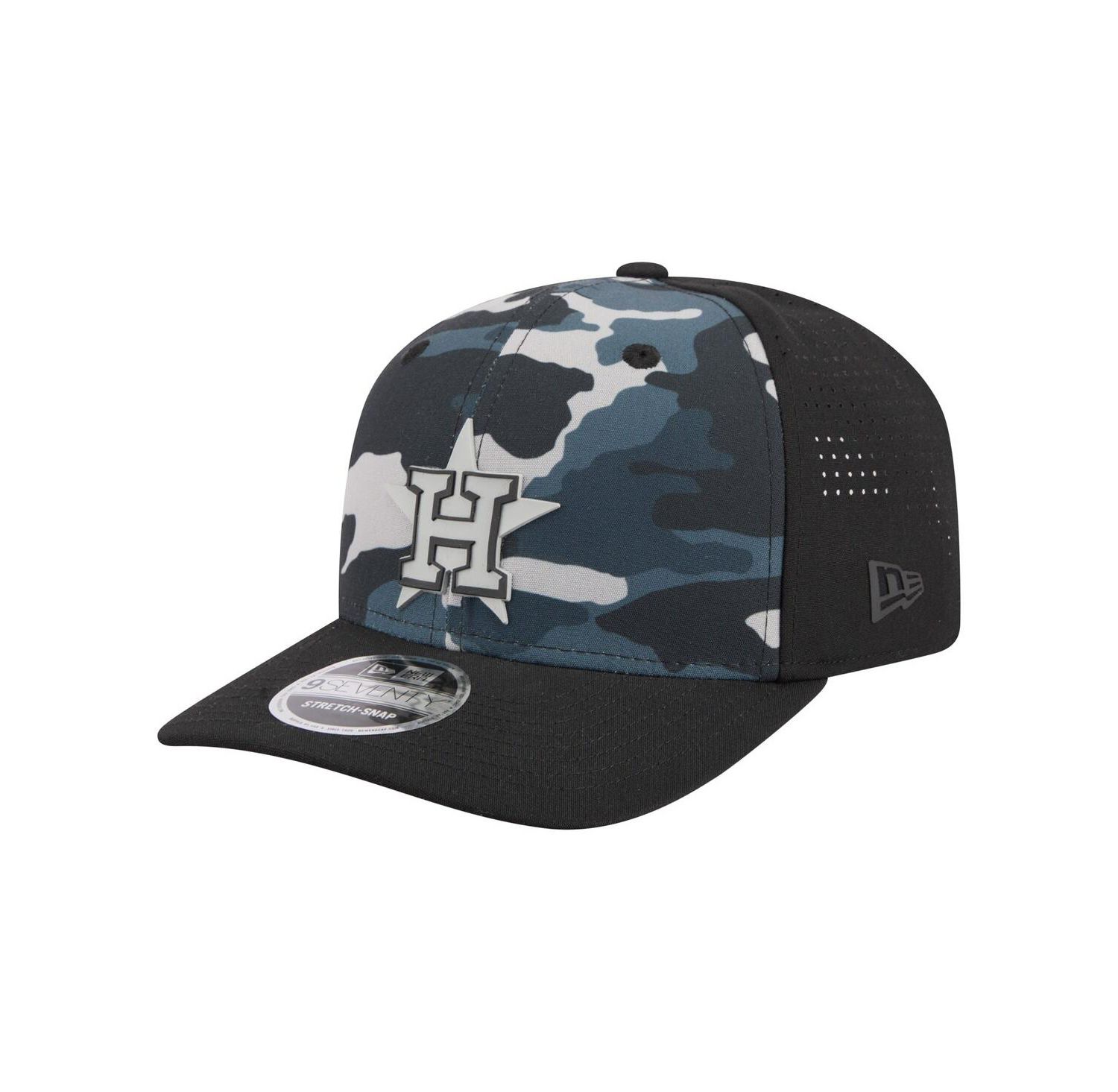 Men's Black Houston Astros Tonal Camo 9SEVENTY Stretch-Snap Hat