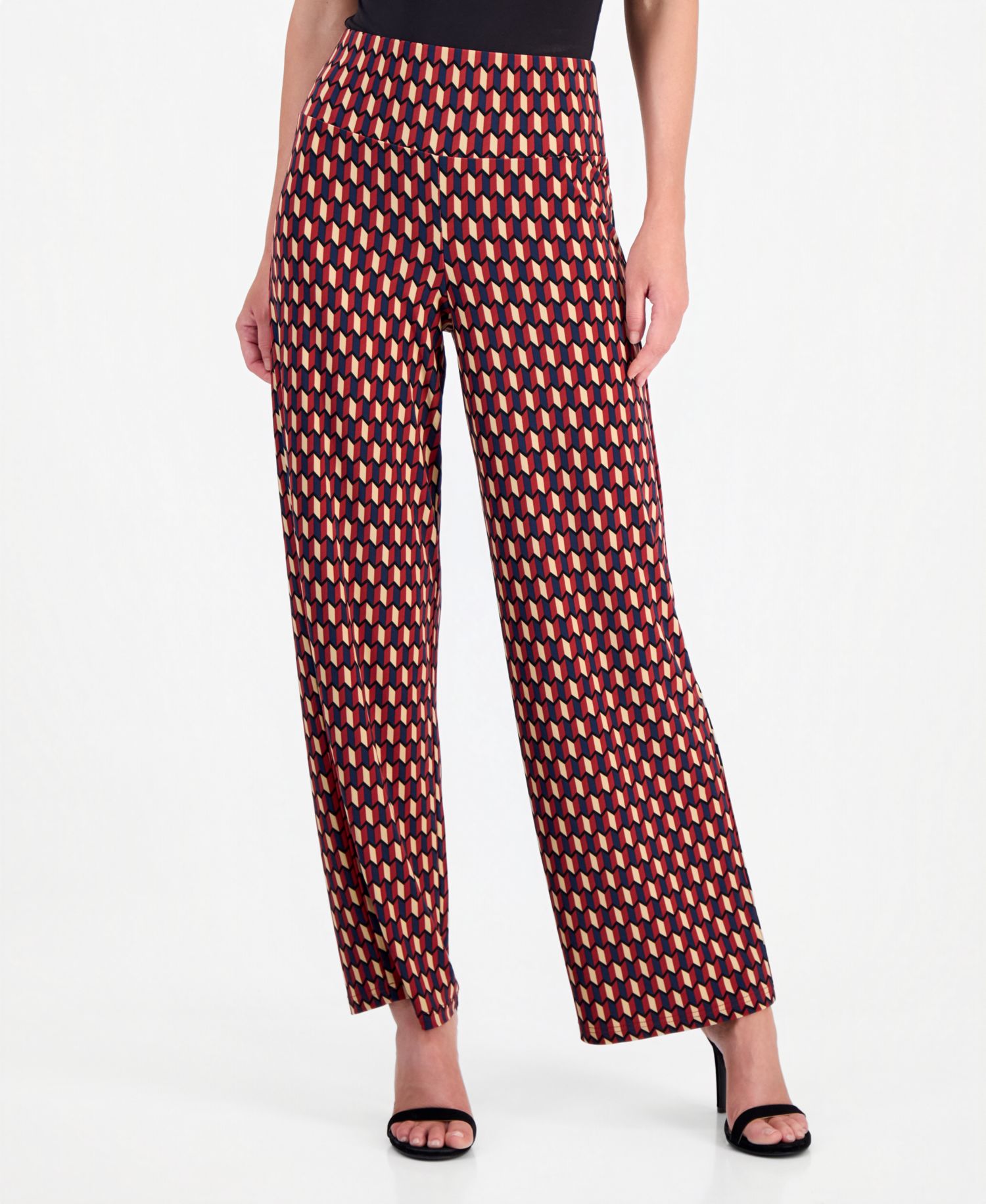 Women's Printed High Rise Pull-On Pants, Regular & Petite